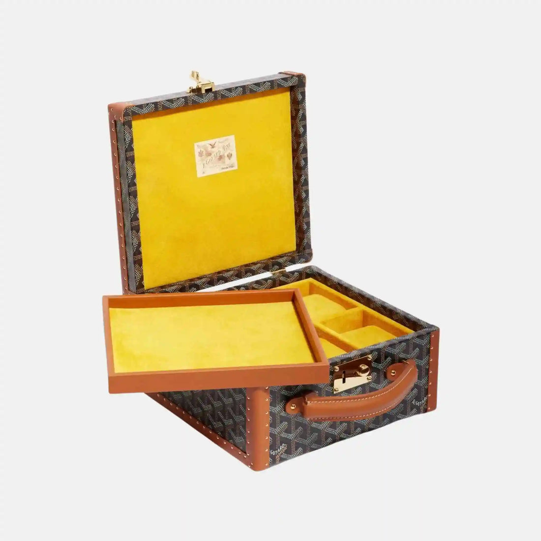 علبة ساعات Goyard Joux 6، بالأسود والبني، مفتوحة