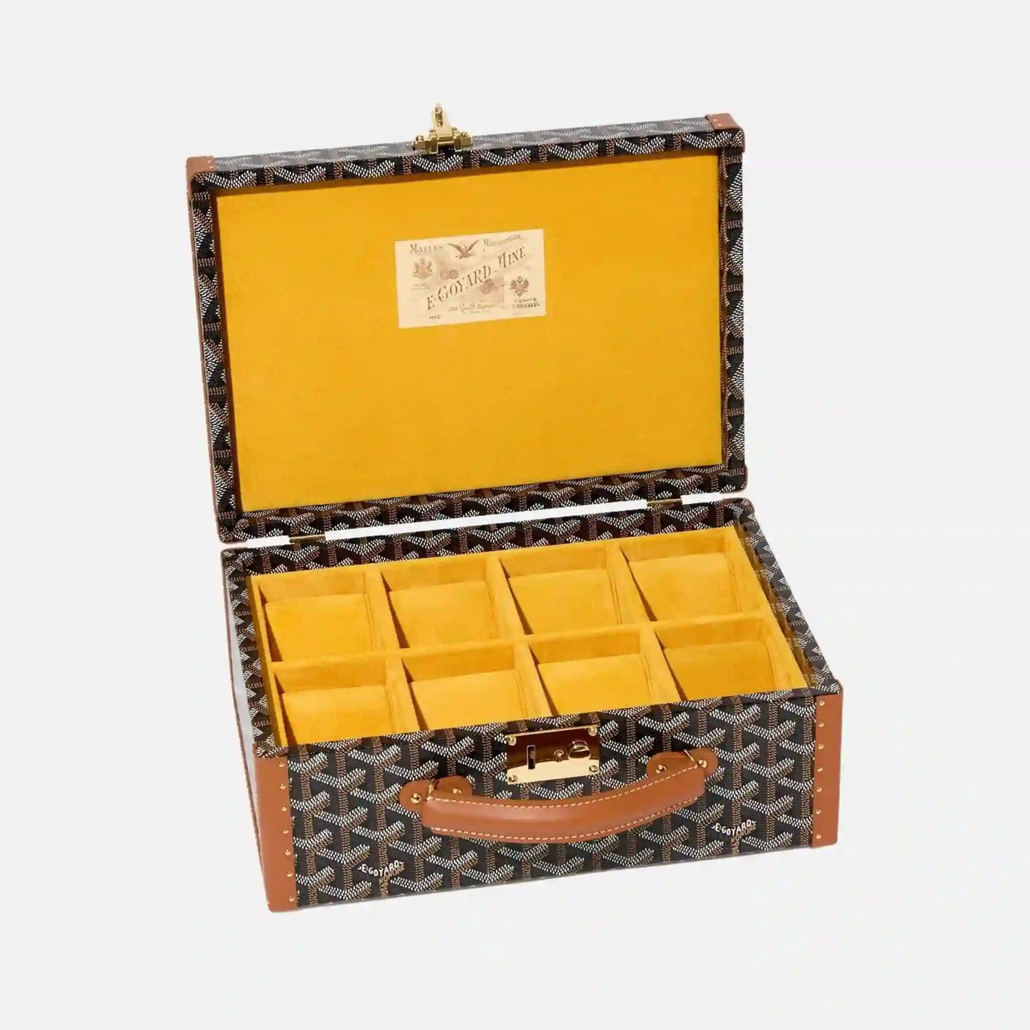 Goyard Joux 8 Watch Case, Black and Tan, Inside