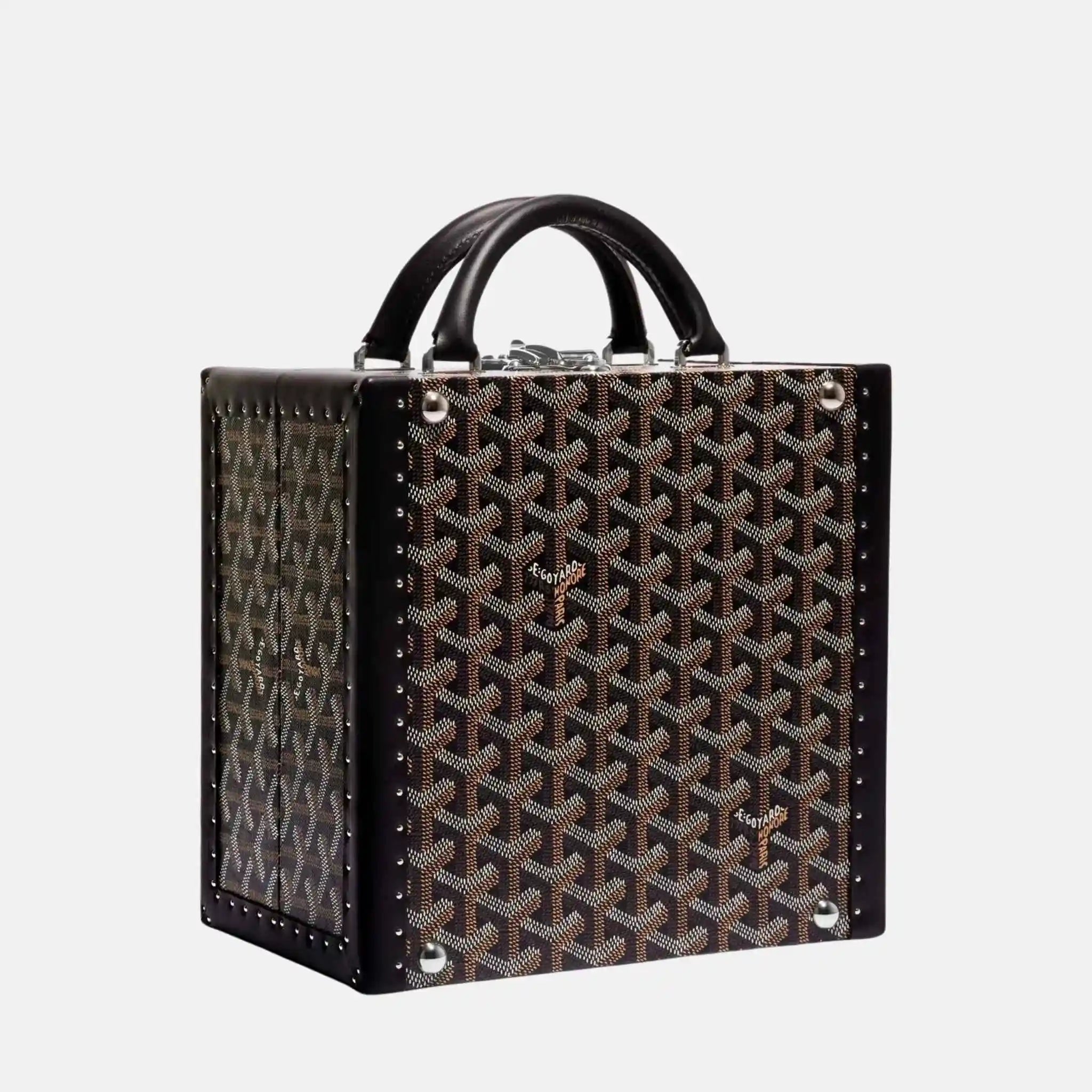 Goyard Luxury Travel Pet Bowl, Black, Front