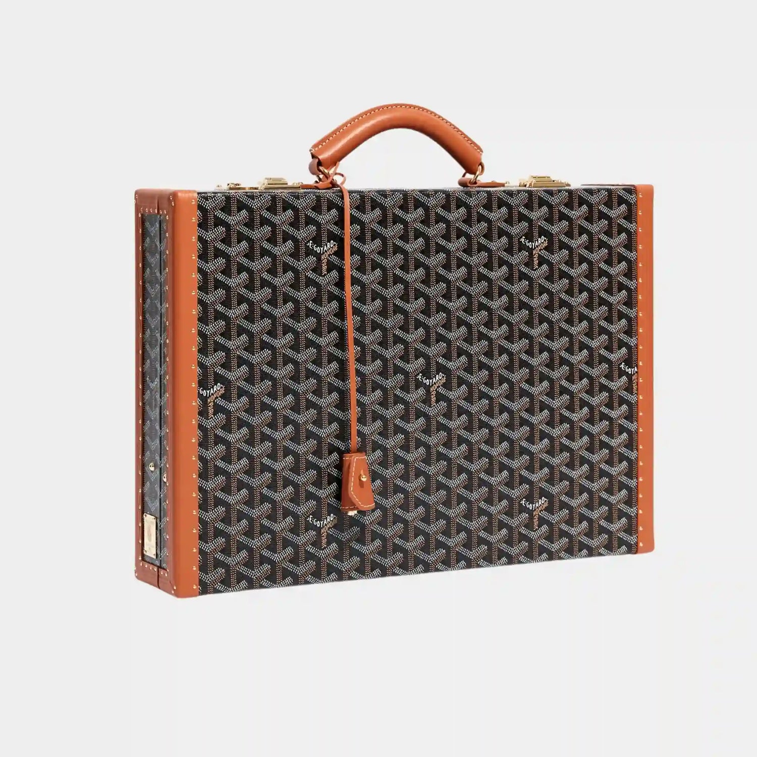 Goyard Manoir PM Document Case, Black and Tan, Front View
