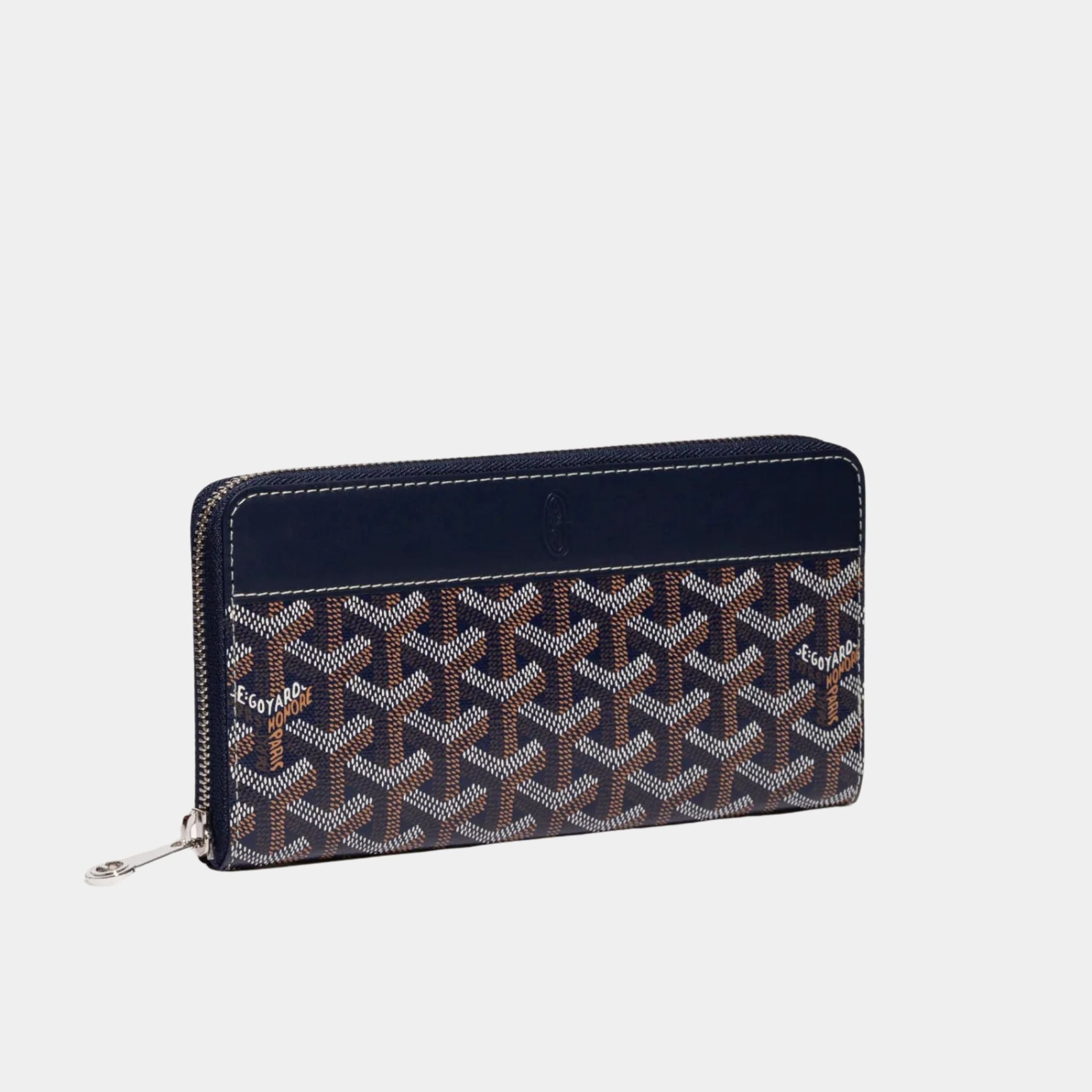 Goyard Matignon GM Wallet, Navy Blue, Front View