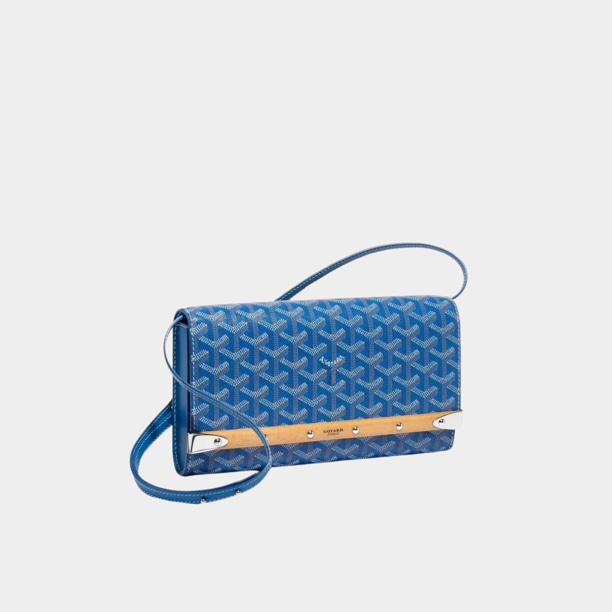 Goyard Monte-Carlo PM Clutch Handbag, Sky Blue, Front View