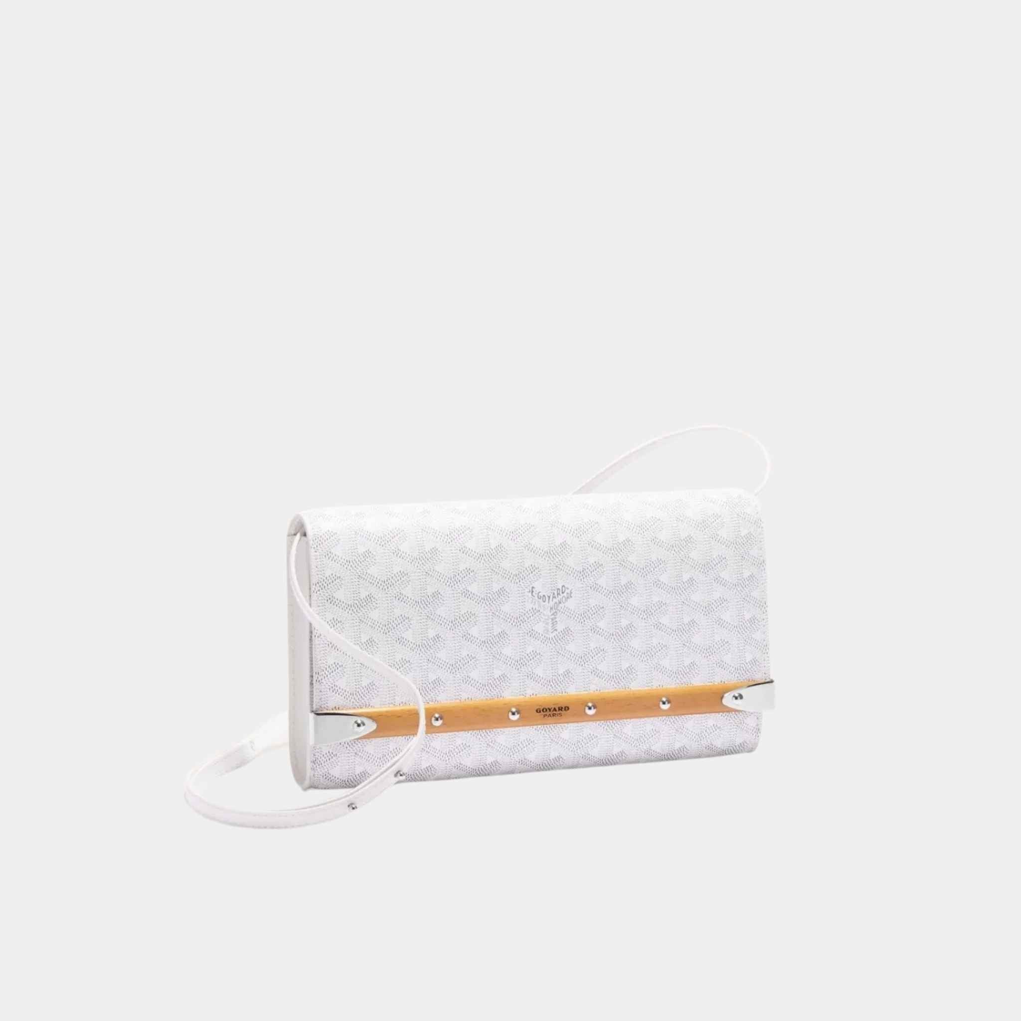 Goyard Monte-Carlo PM Clutch Handbag, White, Front View