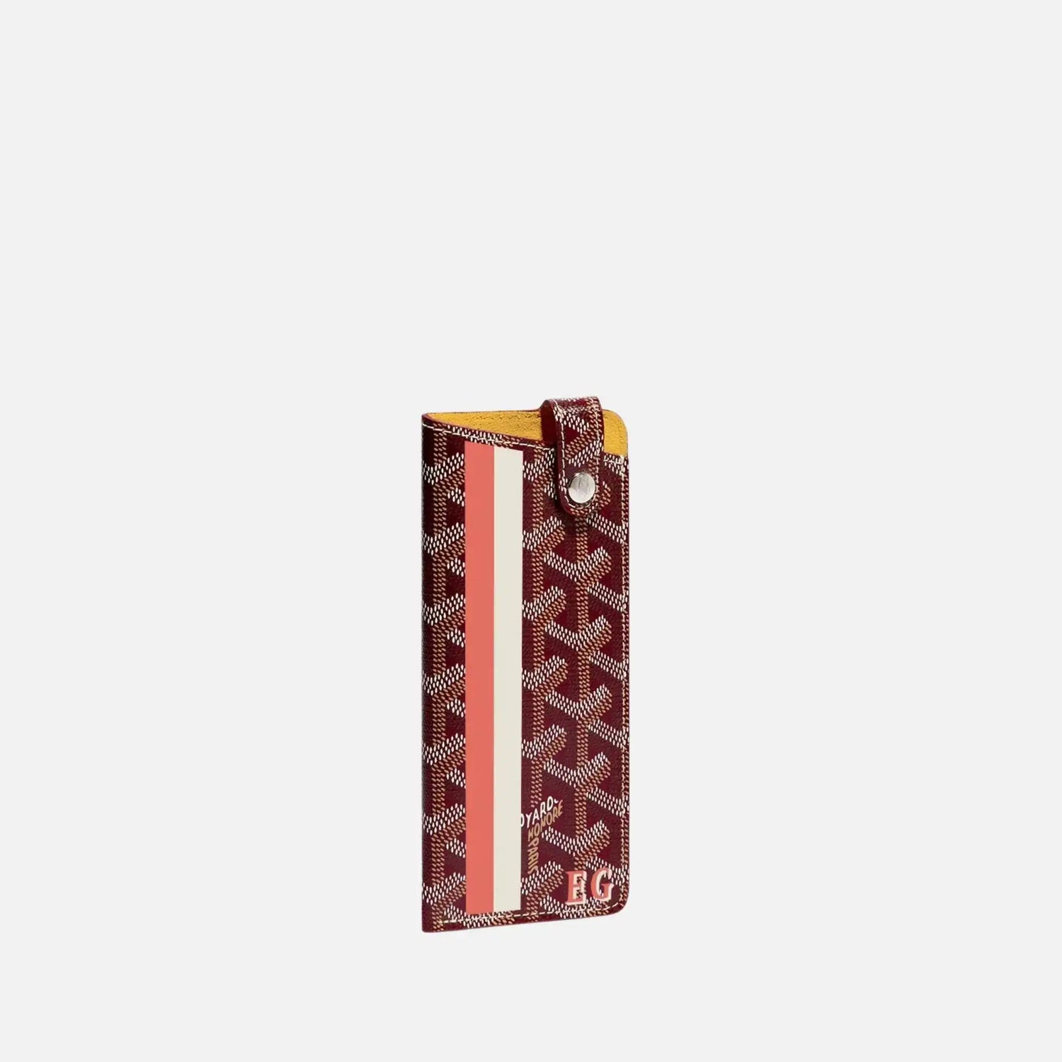 Goyard Montmartre PM Glasses Case Stripes and Initials, Burgundy
