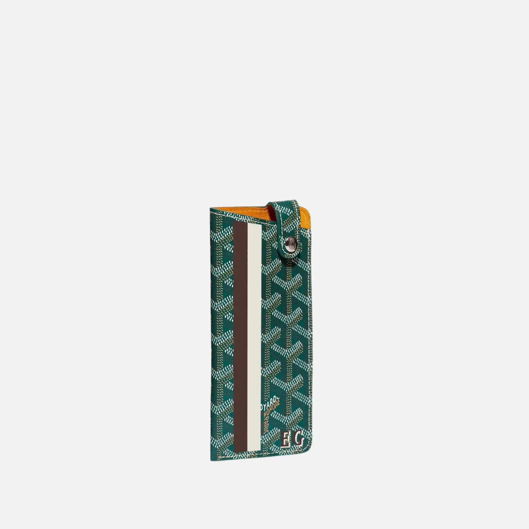 Goyard Montmartre PM Glasses Case Stripes and Initials, Green