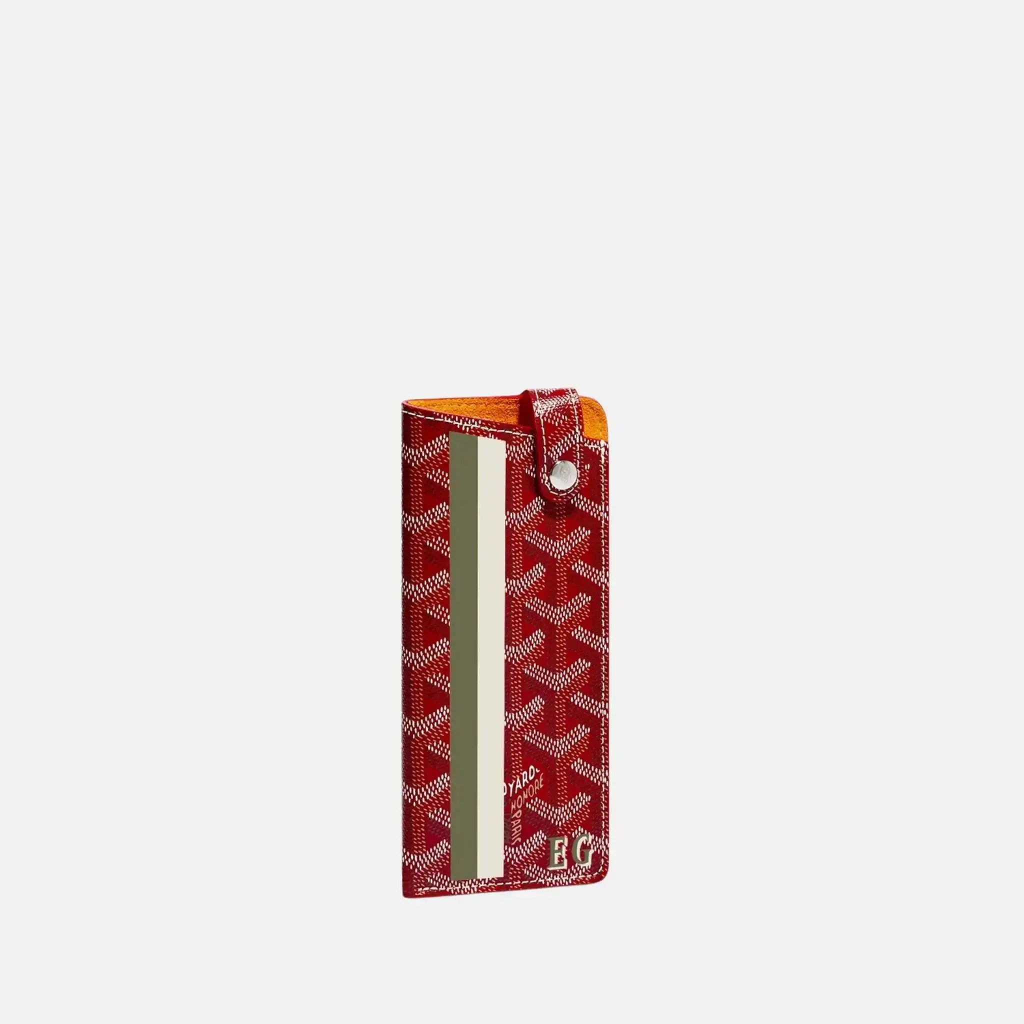 Goyard Montmartre PM Glasses Case Stripes and Initials, Red