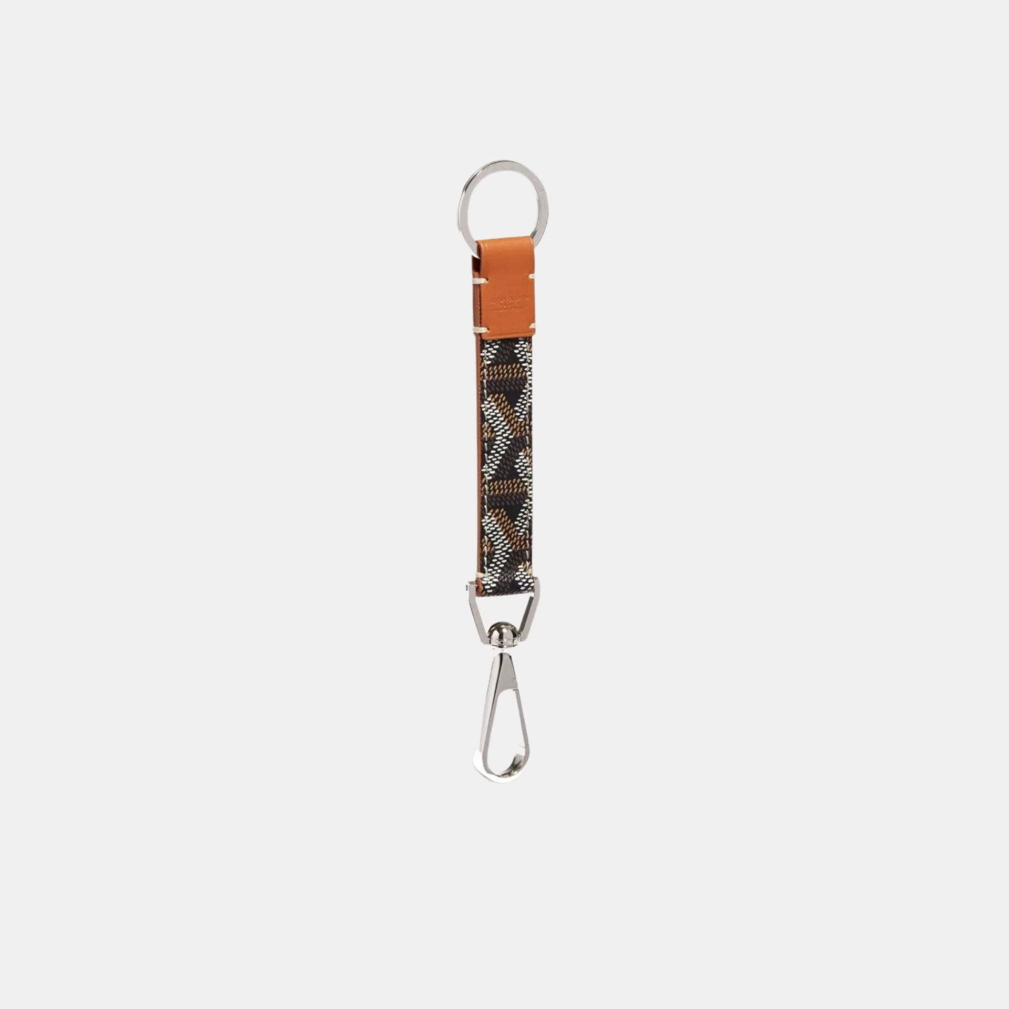 Goyard Mousqueton Key Ring, Black and Tan, Front View