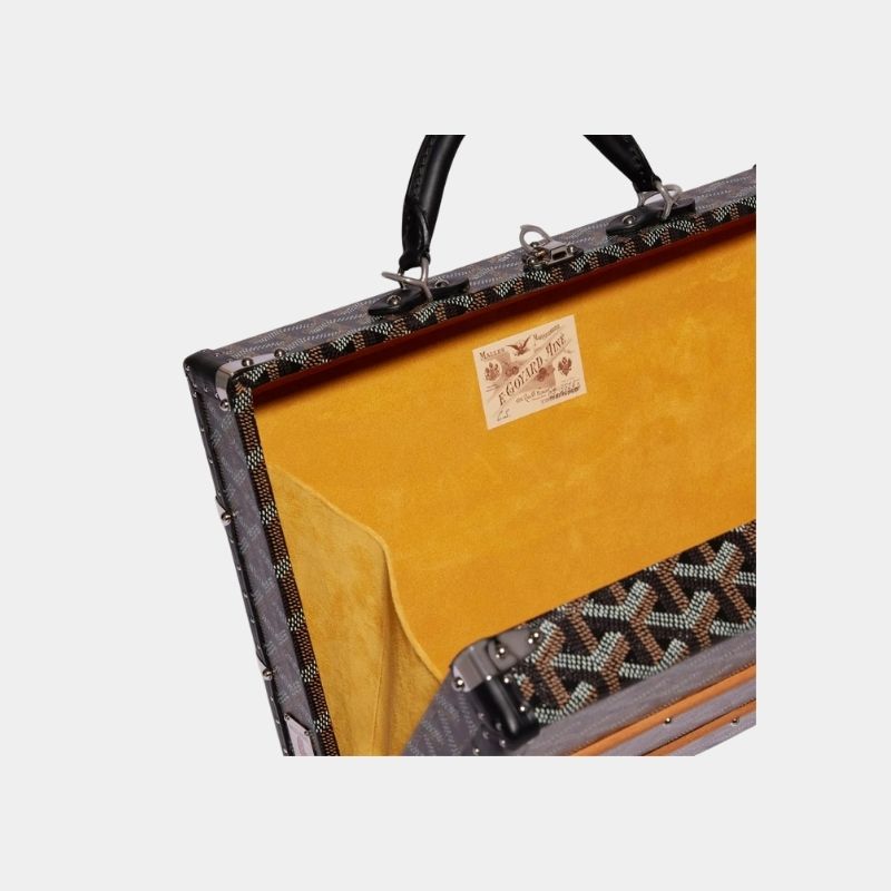 حقيبة ترانك Goyard Palace MM، سوداء، منظر جانبي علوي