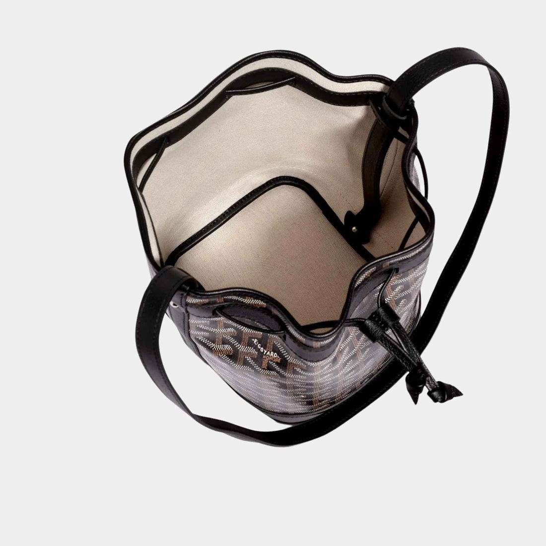 حقيبة دلو Goyard Petit Flot، سوداء، منظر داخلي