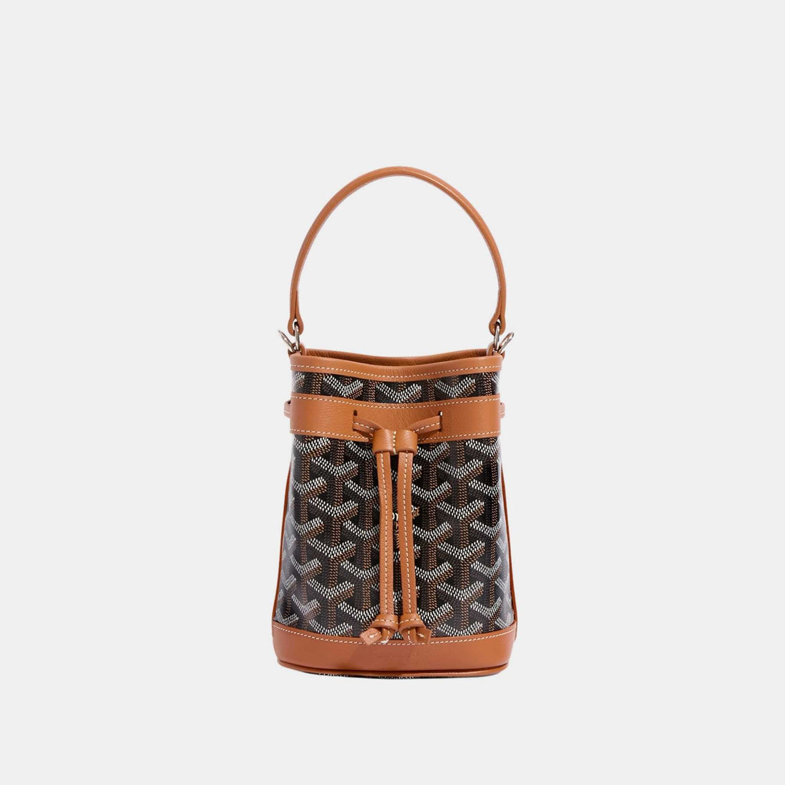 Goyard Petit Flot Mini Bucket Bag, Black, Tan, Front
