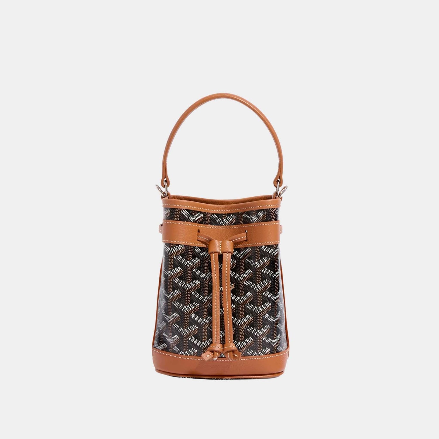 Goyard Petit Flot Mini Bucket Bag, Black, Tan, Front