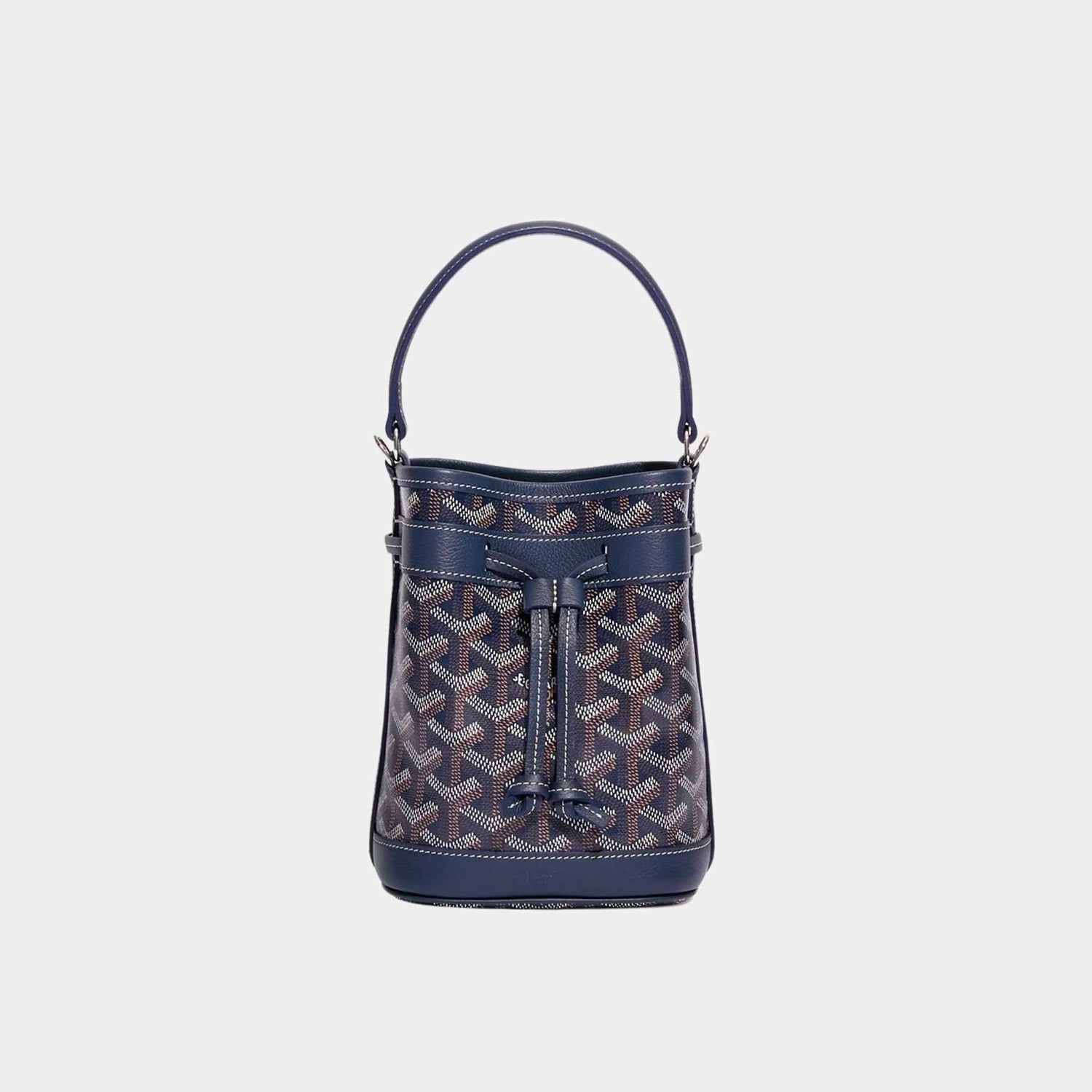 Goyard Petit Flot Mini Bucket Bag, Navy Blue, Front