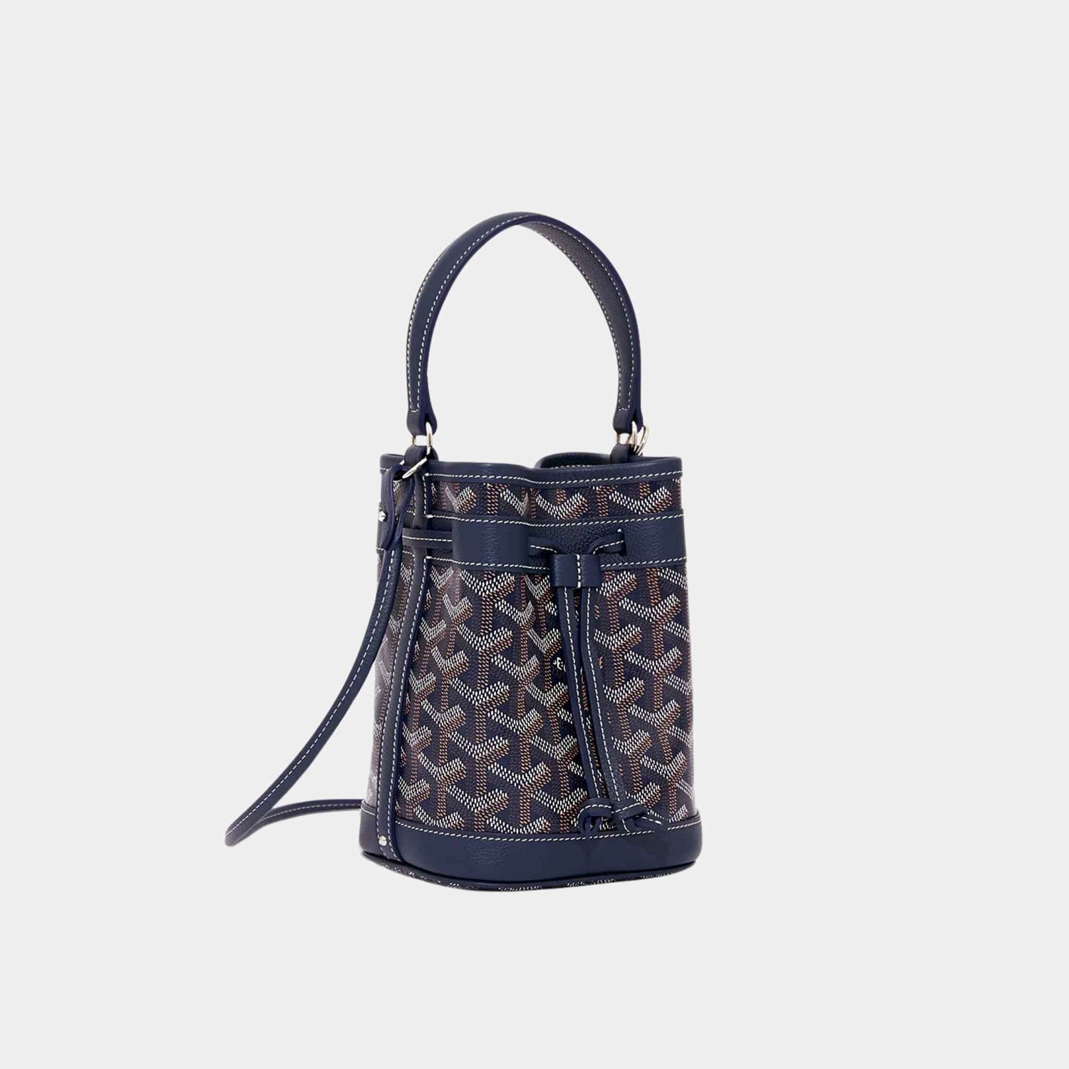 Goyard Petit Flot Mini Bucket Bag, Navy Blue, Side