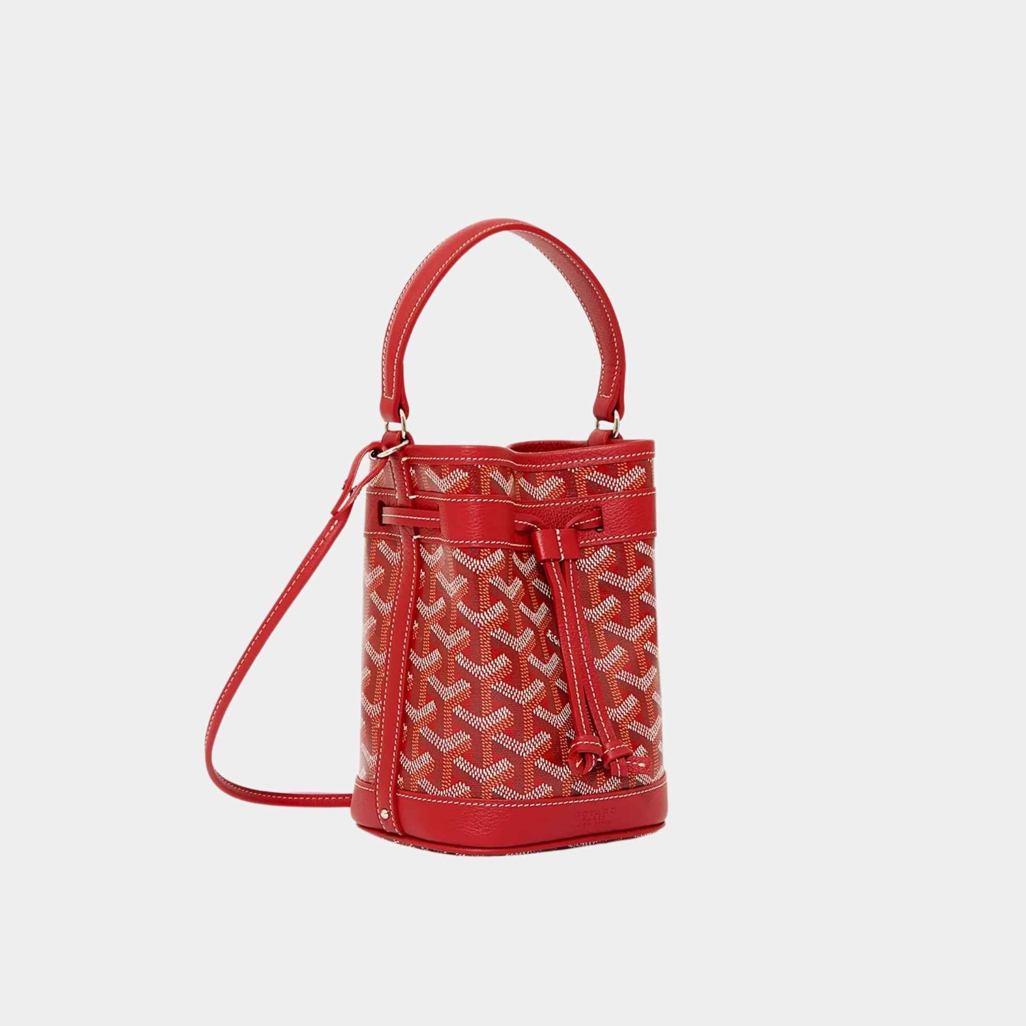 Goyard Petit Flot Mini Bucket Bag, Red, Side