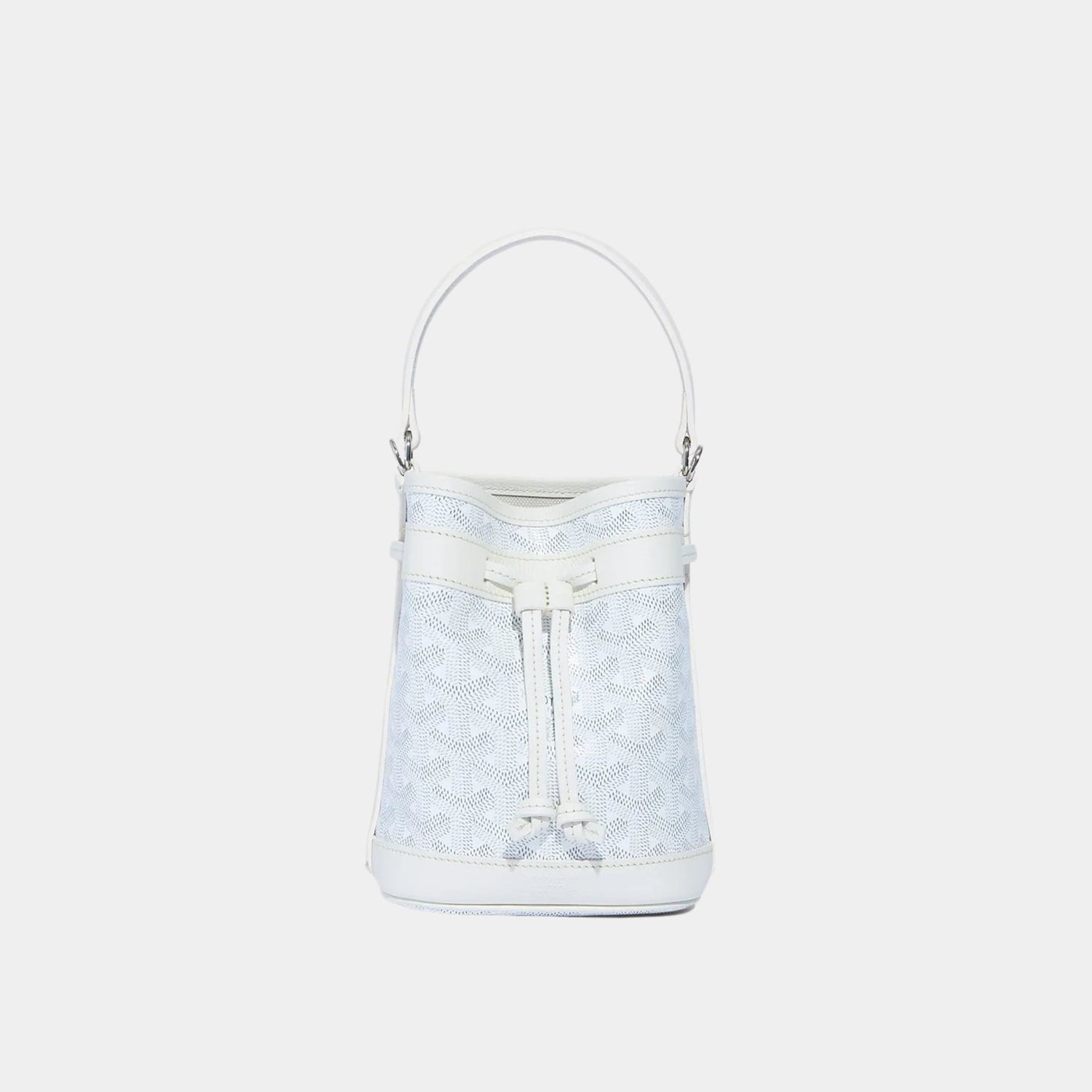 Goyard Petit Flot Mini Bucket Bag, White, Front
