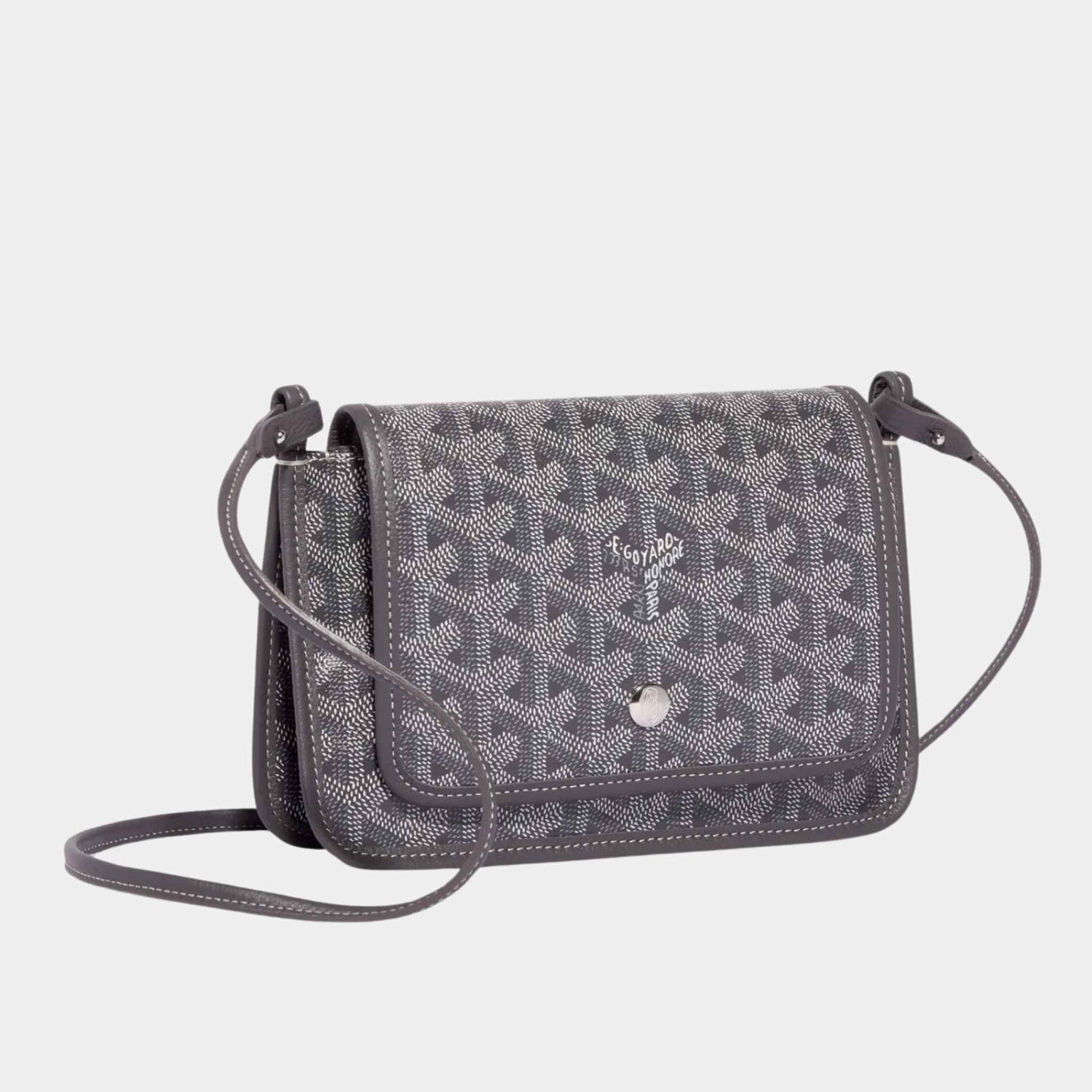 Goyard Plumet Pocket Wallet, Grey, Front View