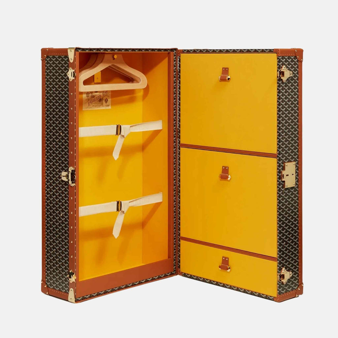 txt
صندوق سفر Goyard Pullman، باللونين الأسود والبني، من الداخل