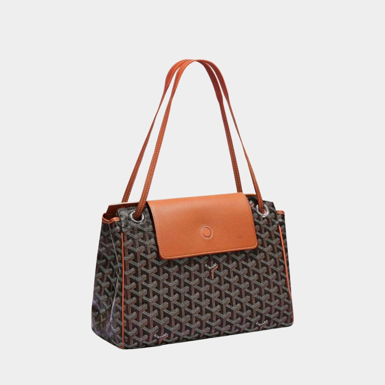 Goyard Rouette Souple Handbag, Black and Tan, Front View