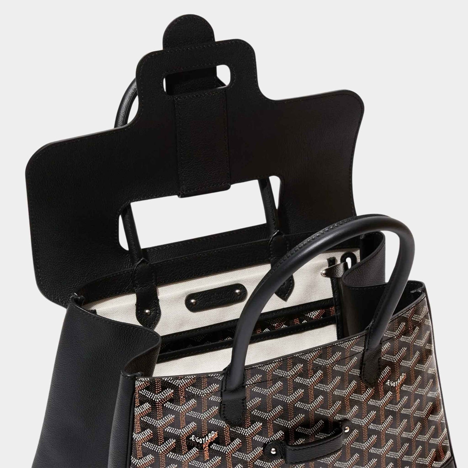 Goyard Saïgon Tote Bag, Black, Interior View