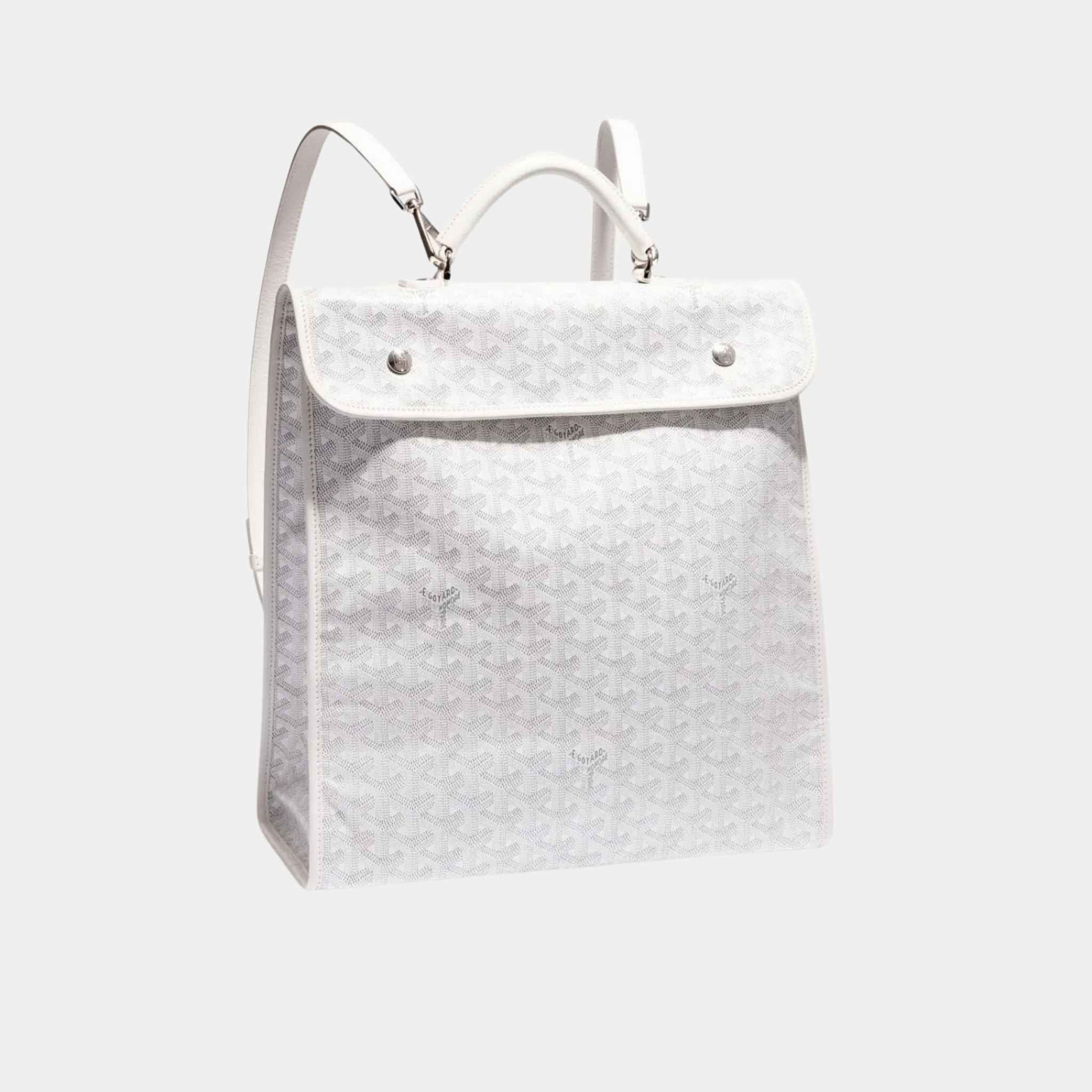 Goyard Saint Léger Backpack, White, Front View