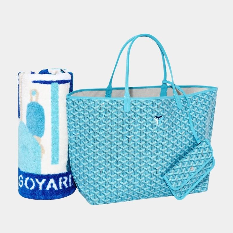 Goyard Saint Louis GM Bag and Balise Beach Towel, Turquoise, Full View