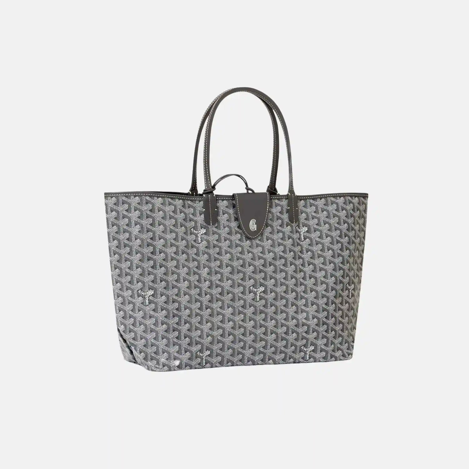 Goyard Saint Louis PM Bag, Grey, Front, With Croc
