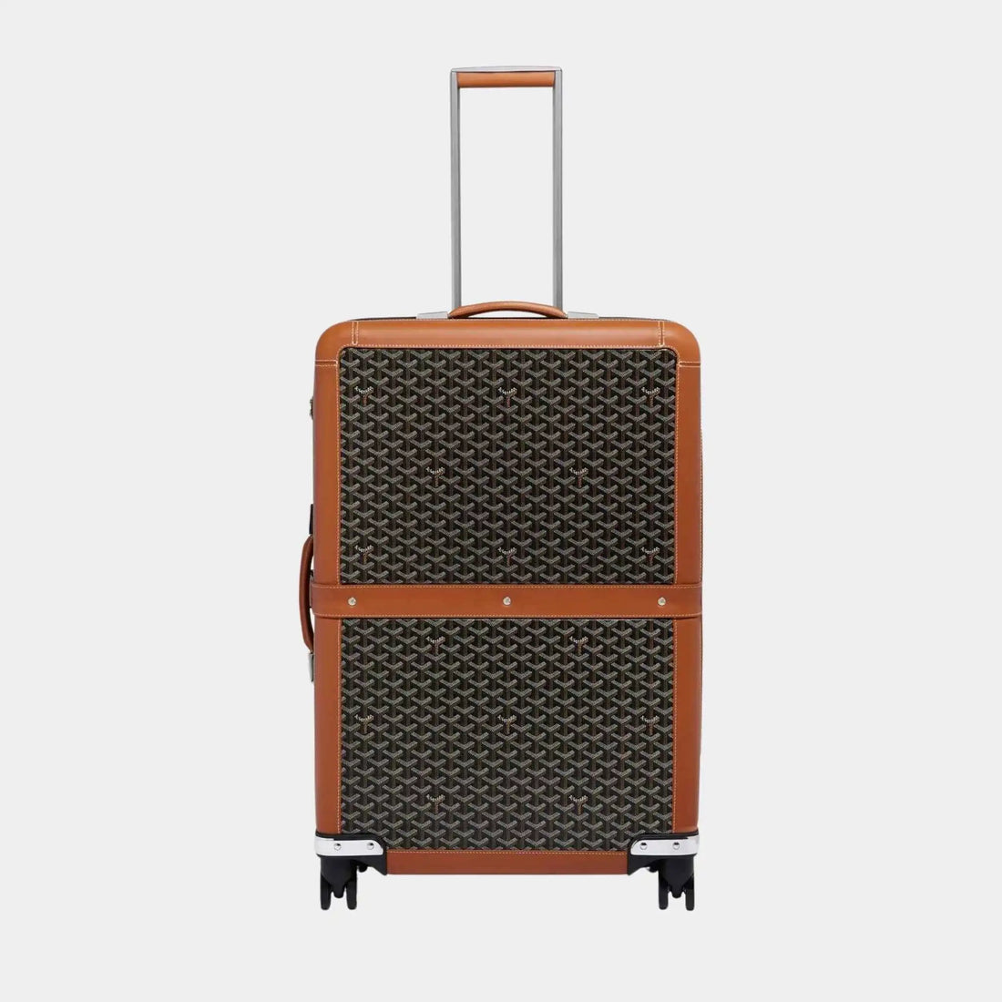 Goyard Satolas GM Rolling Suitcase, Black, Tan, Front