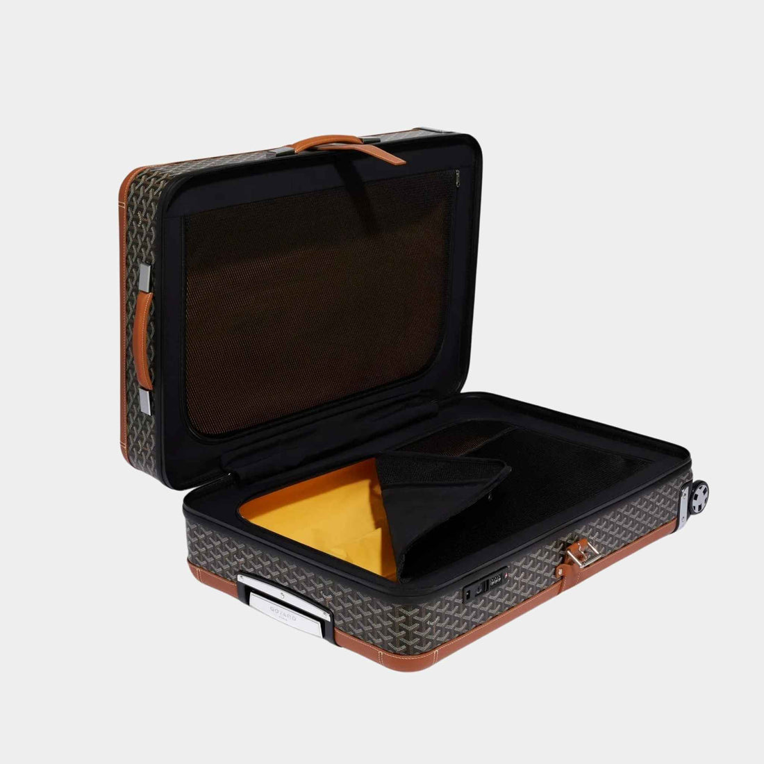 Goyard Satolas GM Rolling Suitcase, Black, Tan, Inside