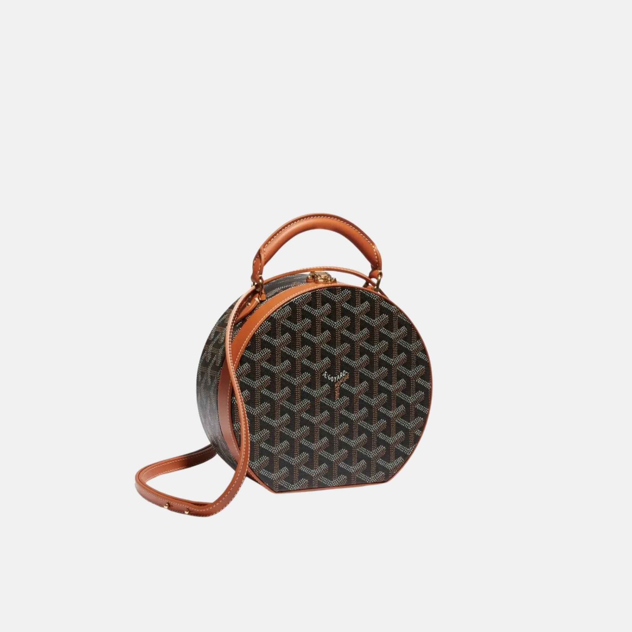 Goyard The Alto Hatbox Trunk Bag, Black Tan, Side View