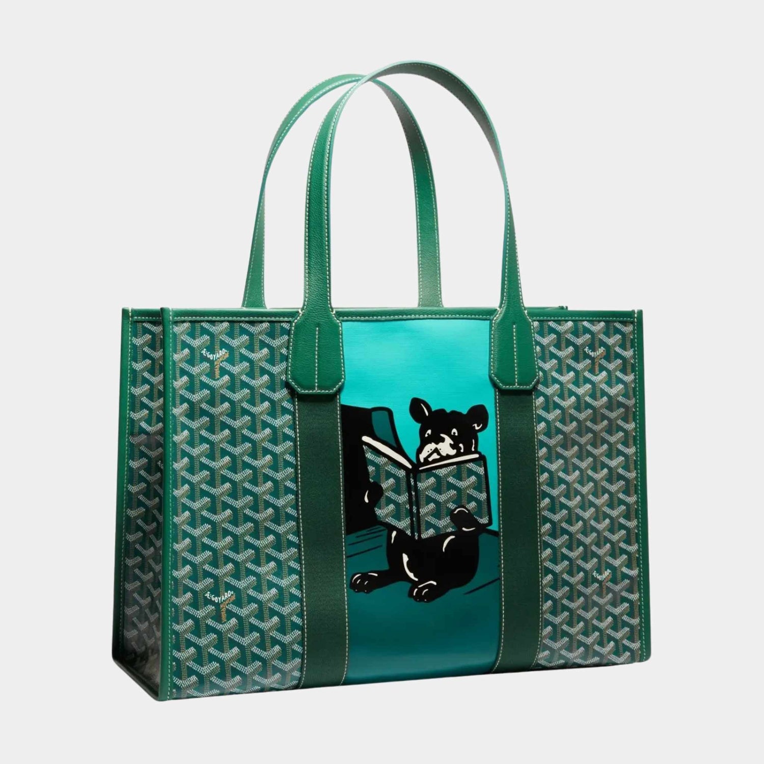 Goyard Villette Tote Bag MM, Green, Front, Side