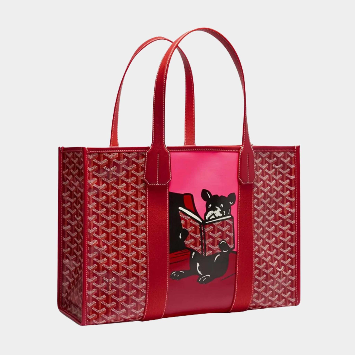 Goyard Villette Tote Bag MM, Red, Front, Side