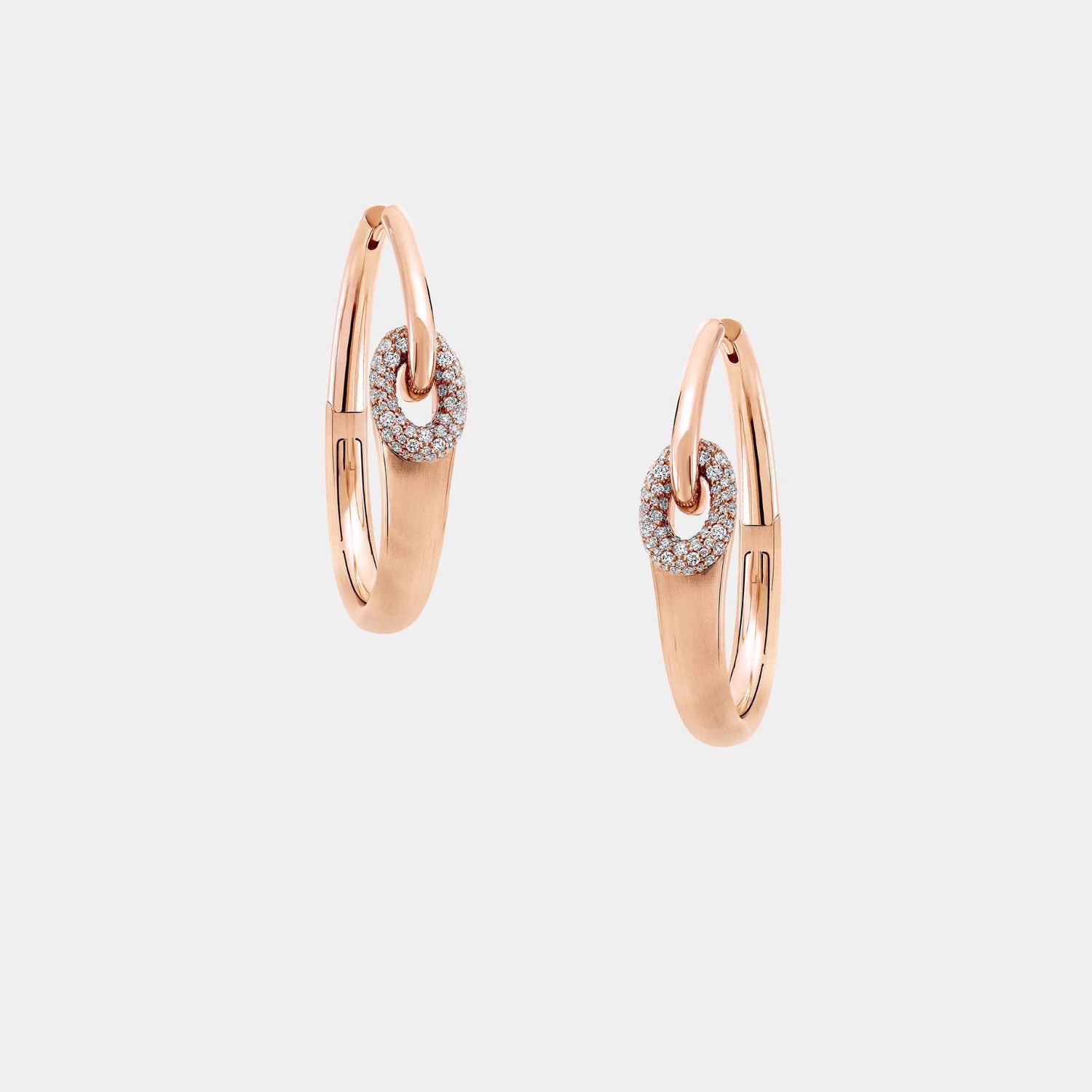 Graff Be Together Diamond Hoop Earrings, Rose Gold, Front
