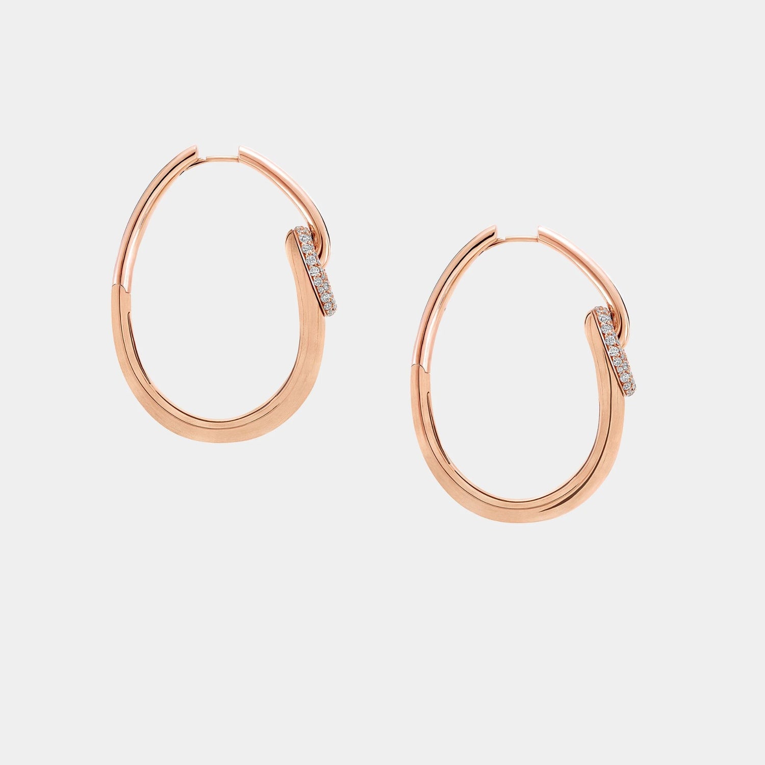 Graff Be Together Diamond Hoop Earrings, Rose Gold, Side