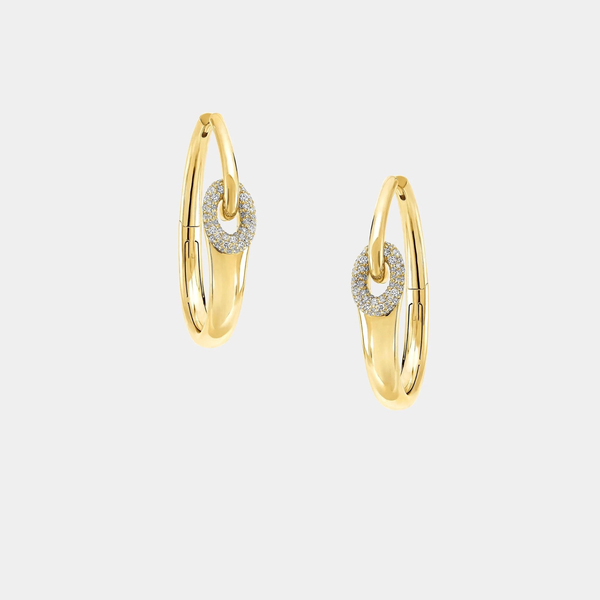Graff Be Together Diamond Hoop Earrings, Yellow Gold, Front