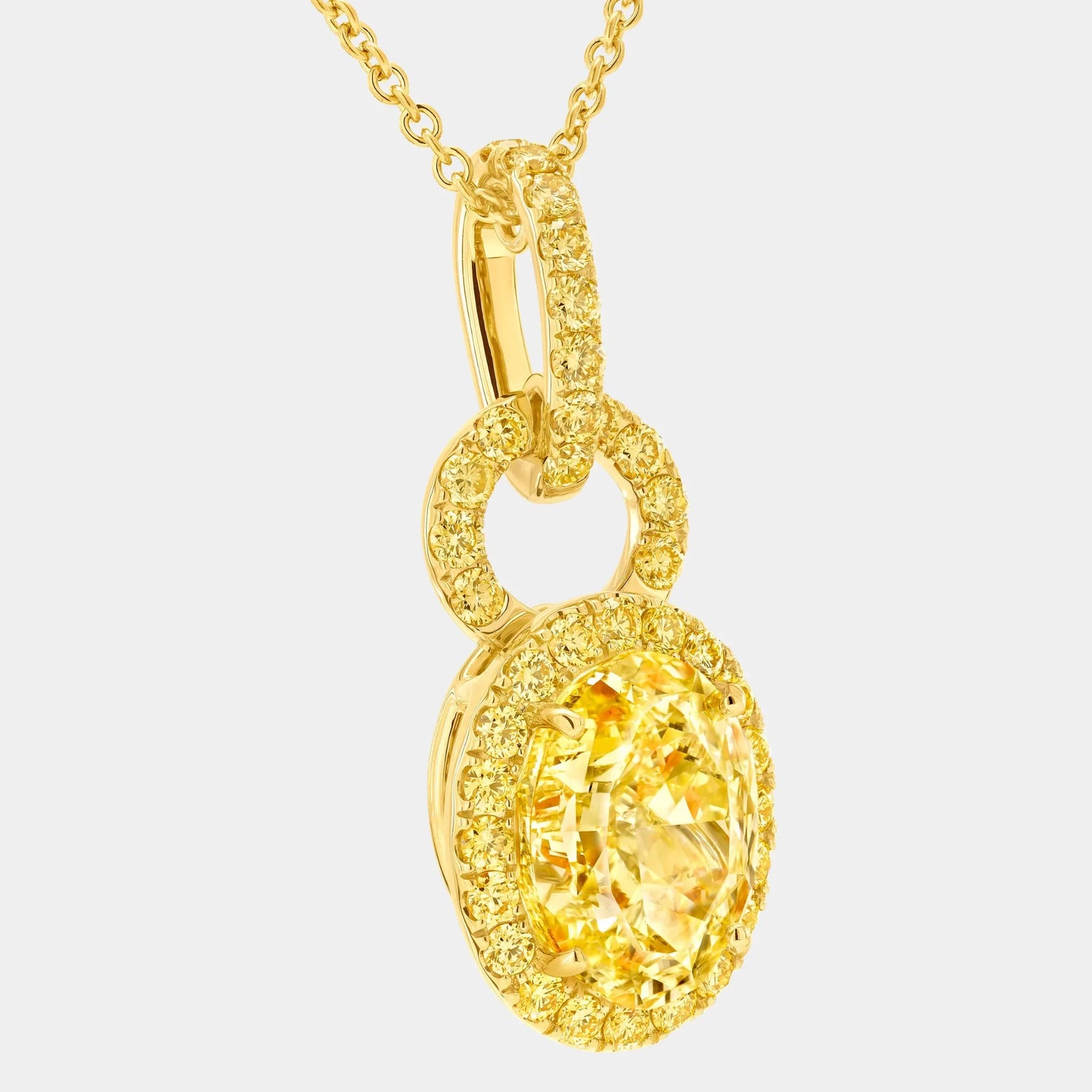 Graff Icon 8 Oval Yellow Diamond Pendant, Yellow Gold, Close