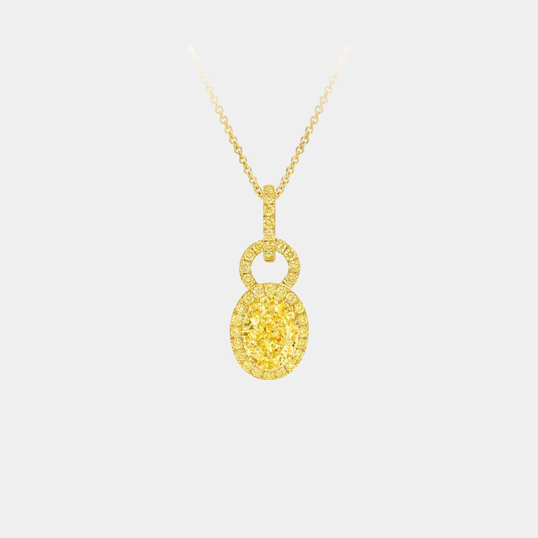 Graff Icon 8 Oval Yellow Diamond Pendant, Yellow Gold, Front
