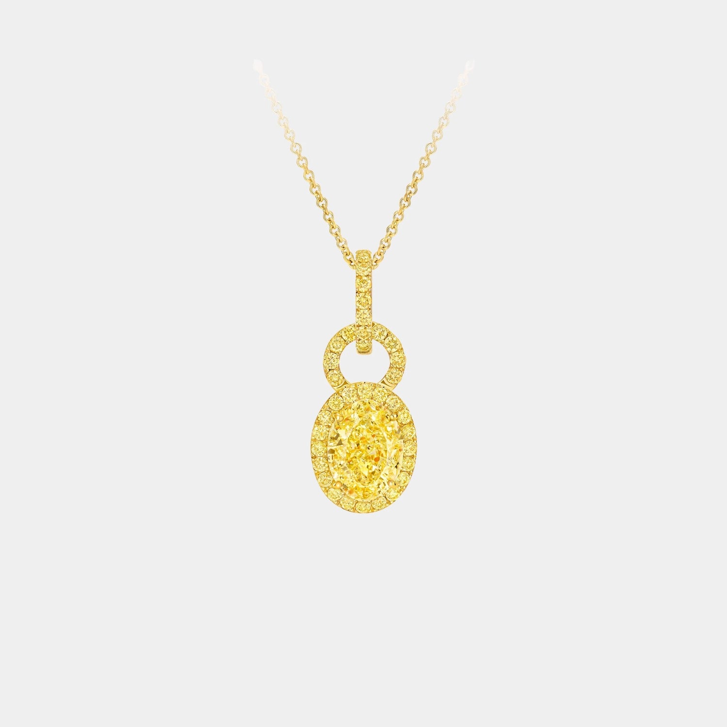 Graff Icon 8 Oval Yellow Diamond Pendant, Yellow Gold, Front