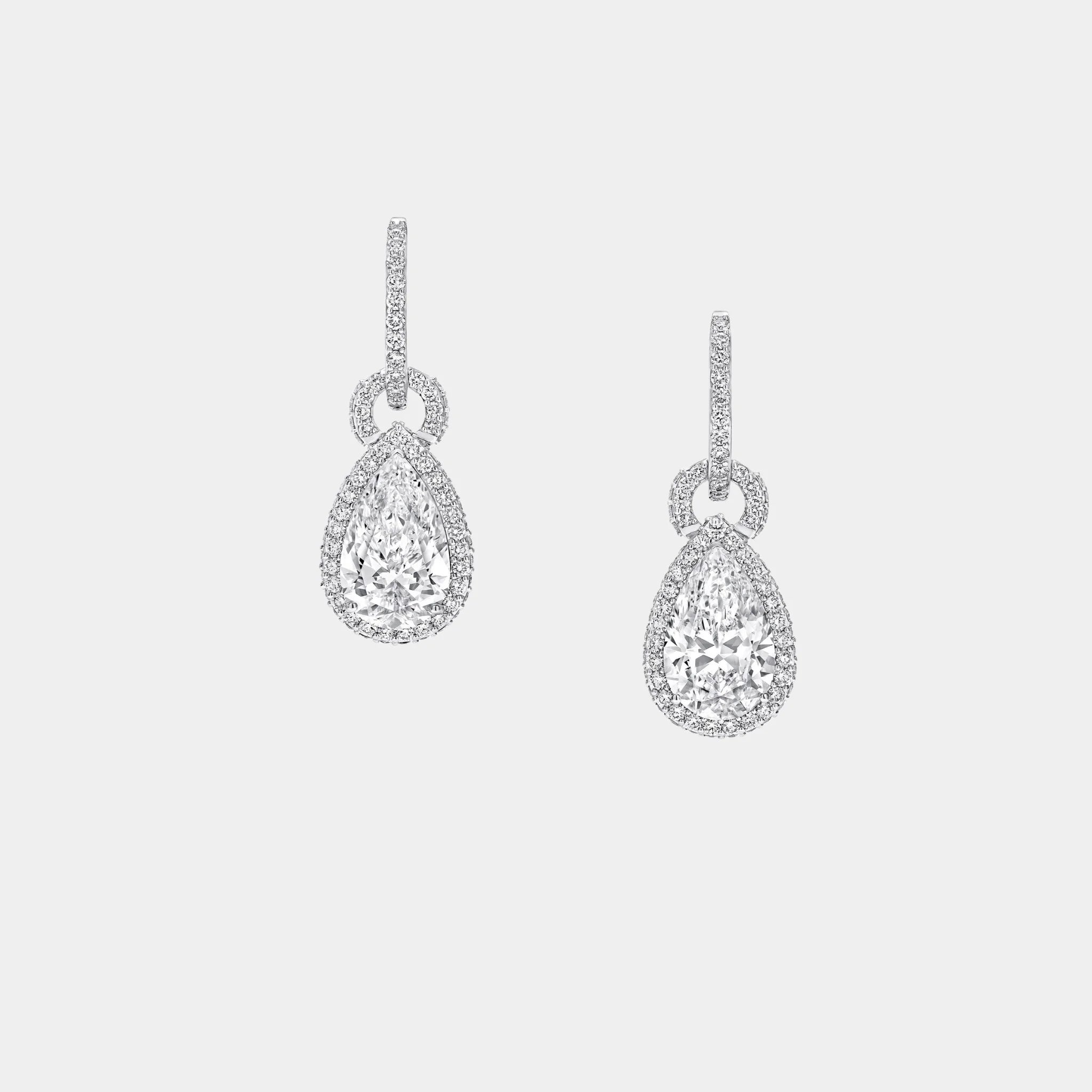 Graff Icon 8 Pear Shape Diamond Earrings, White Gold, Front