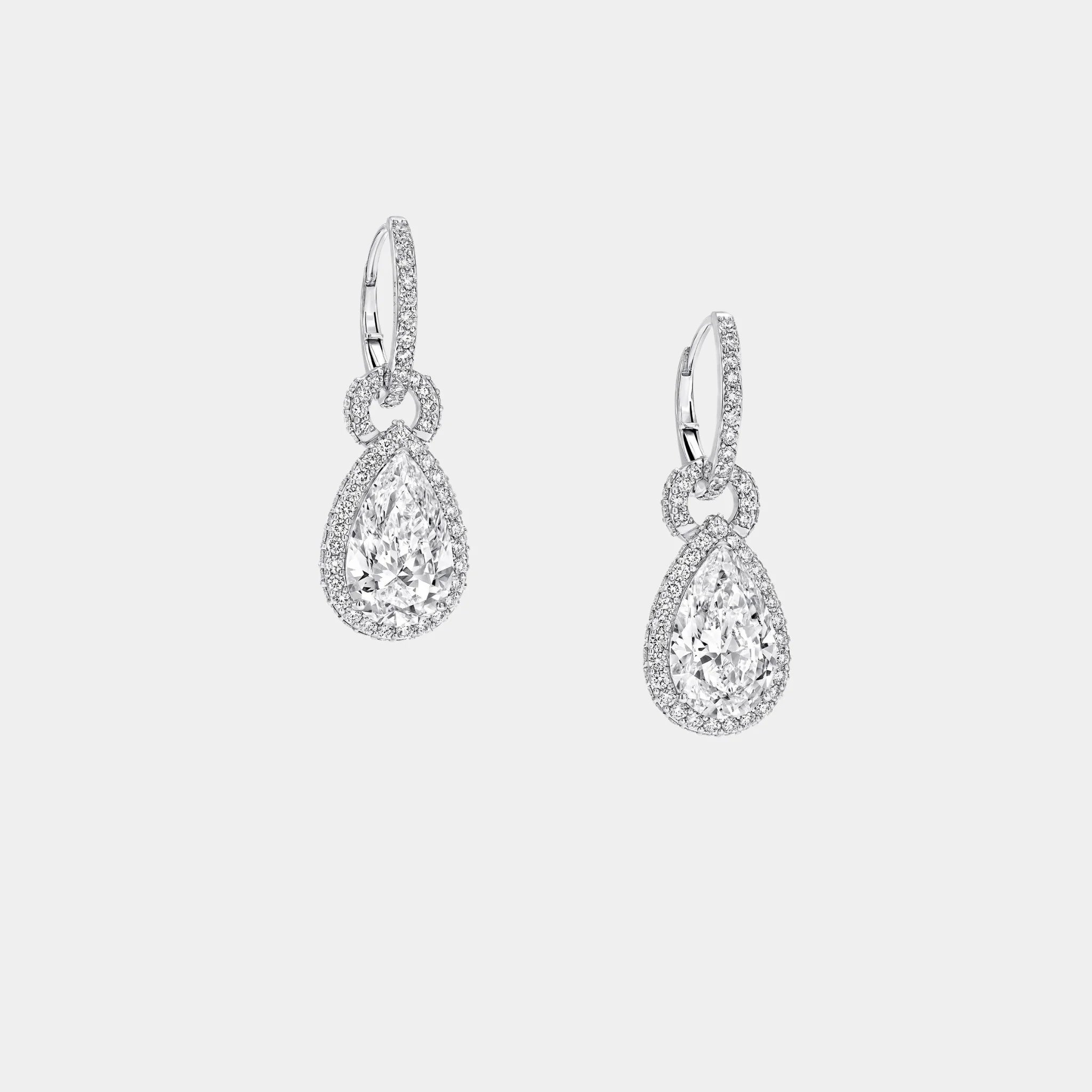 Graff Icon 8 Pear Shape Diamond Earrings, White Gold, Side