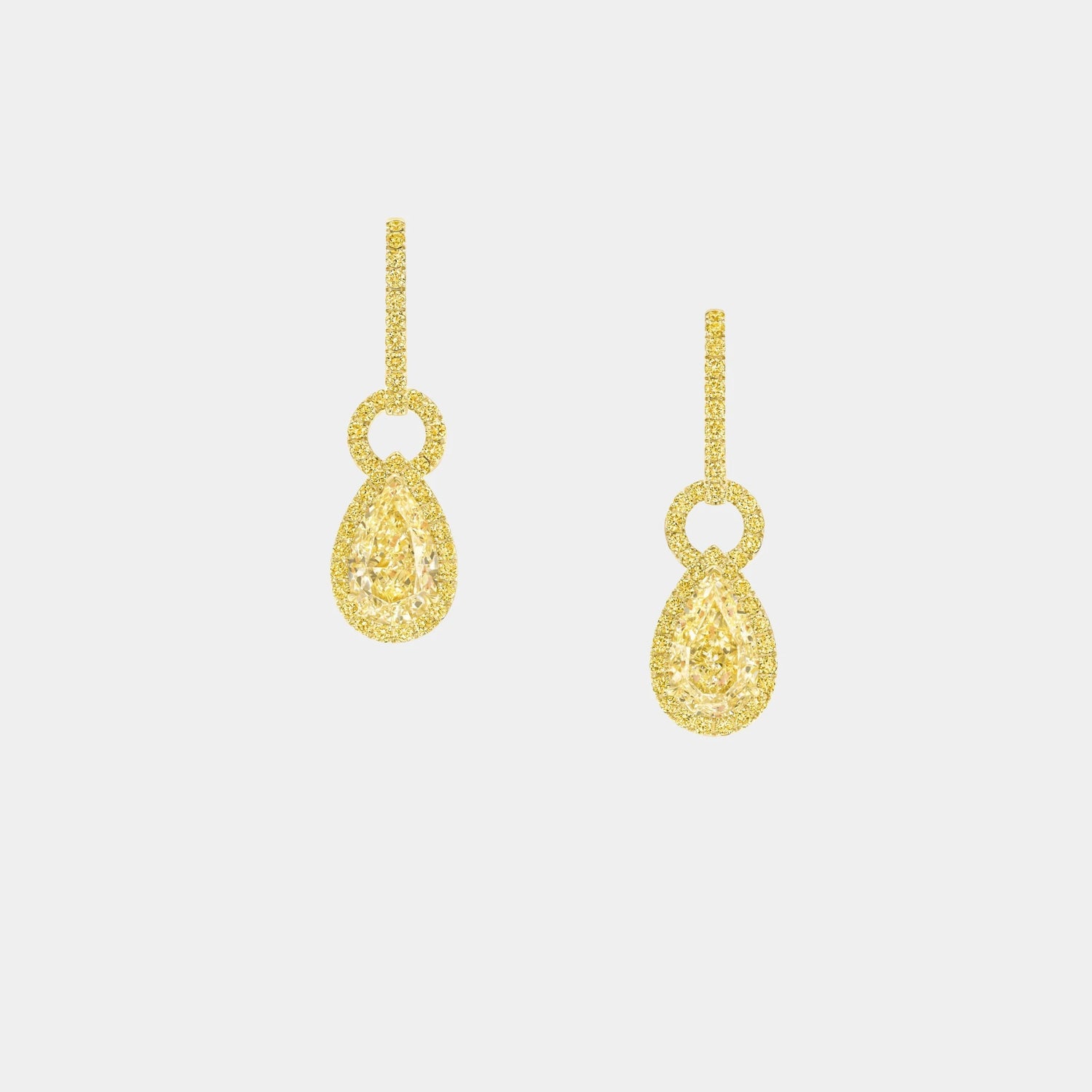 Graff Icon 8 Pear Shape Yellow Diamond Earrings, Yellow Gold, Front