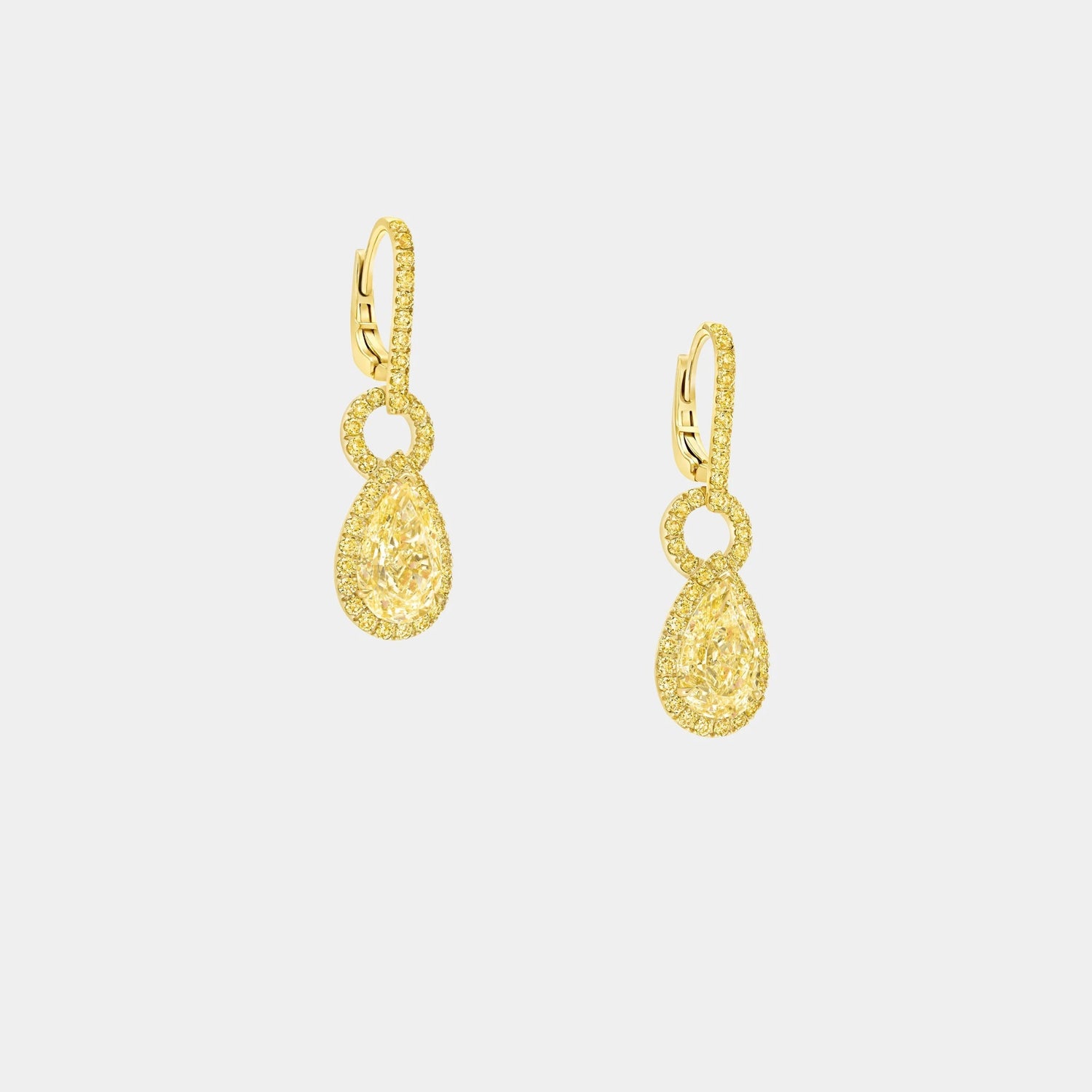 Graff Icon 8 Pear Shape Yellow Diamond Earrings, Yellow Gold, Side