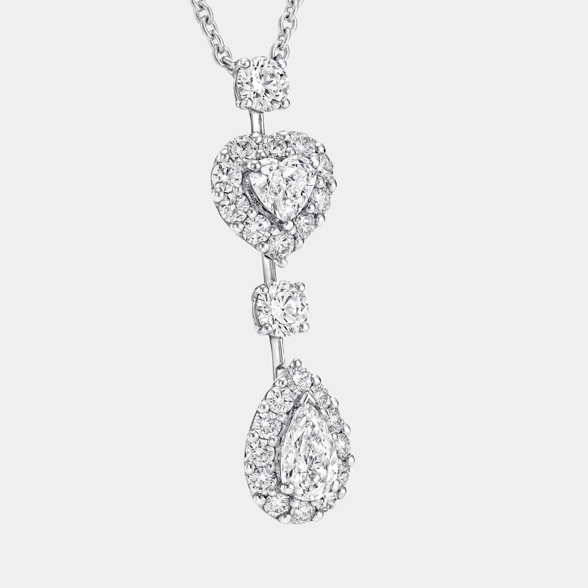 Graff Icon Heart and Pear Shape Diamond Drop Necklace, Close