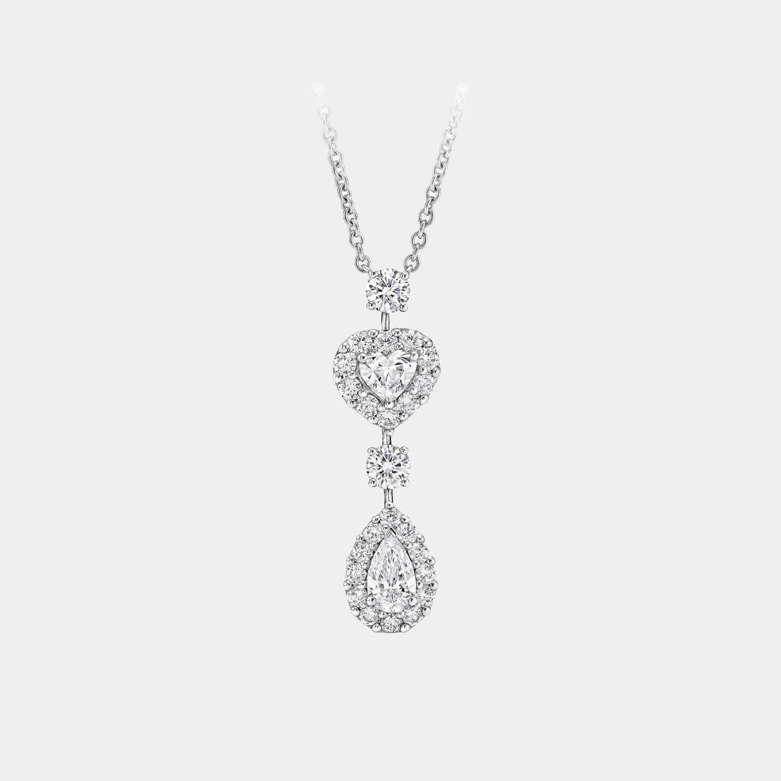 Graff Icon Heart and Pear Shape Diamond Drop Necklace, Front