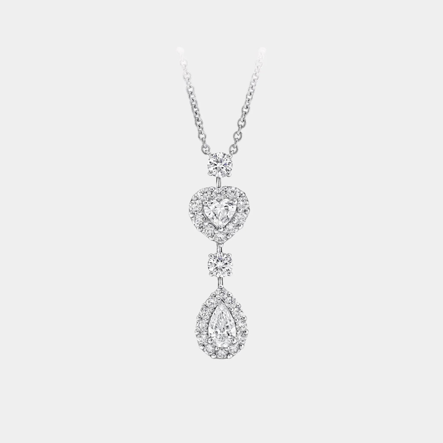 Graff Icon Heart and Pear Shape Diamond Drop Necklace, Front