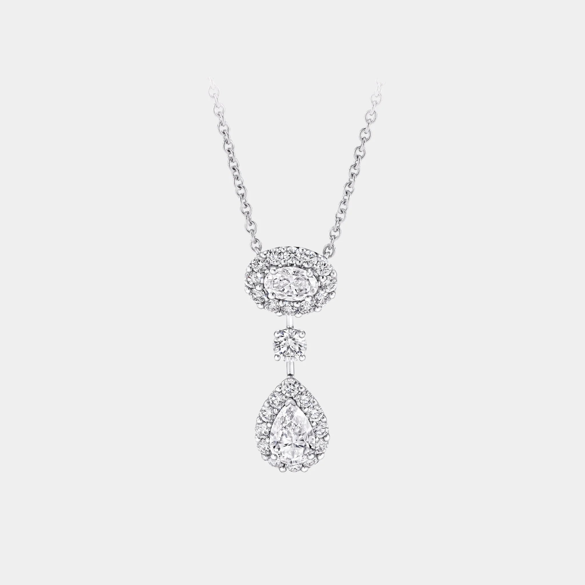 Graff Icon Oval and Pear Shape Diamond Drop Necklace, Front