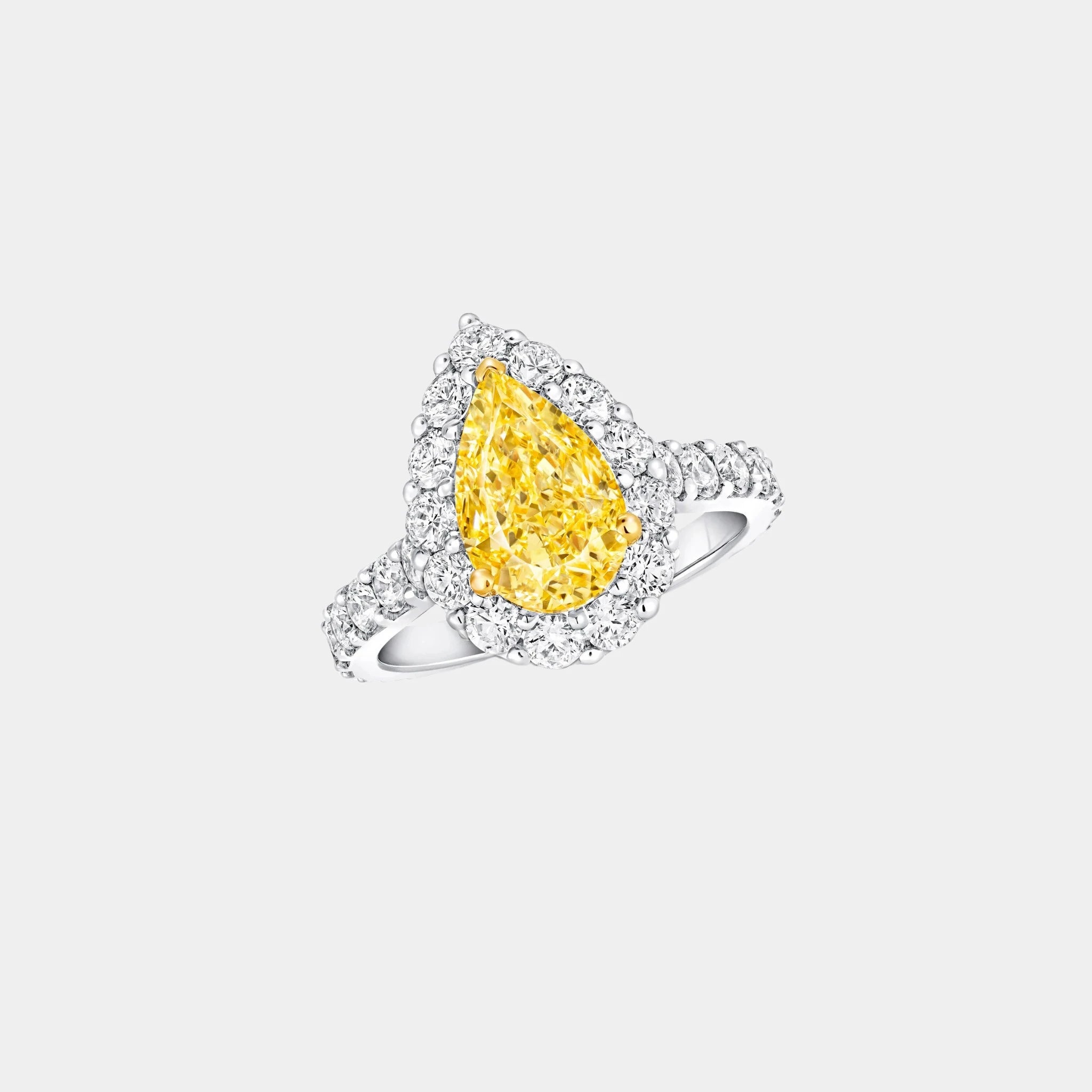 Graff Icon Pear Shape Yellow and White Diamond Engagement Ring, Top