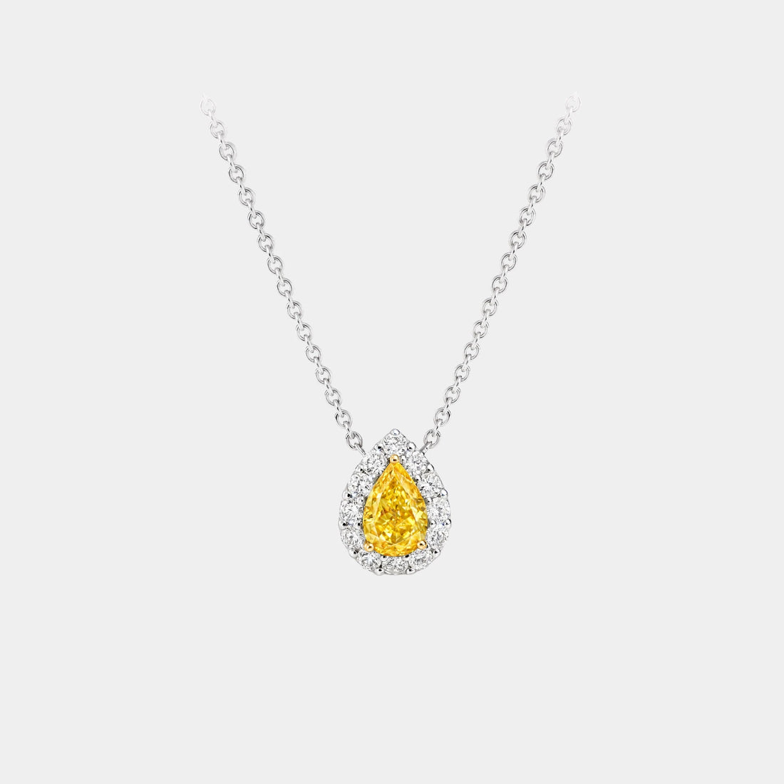 Graff Icon Pear Shape Yellow and White Diamond Pendant, Front