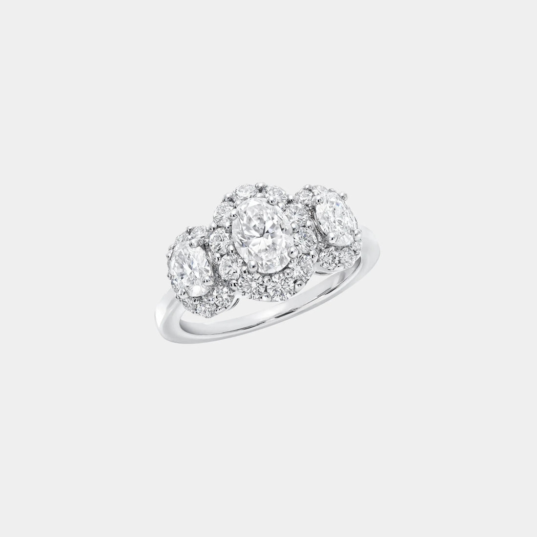 Graff Icon Three Stone Oval Diamond Engagement Ring, White Gold, Front
