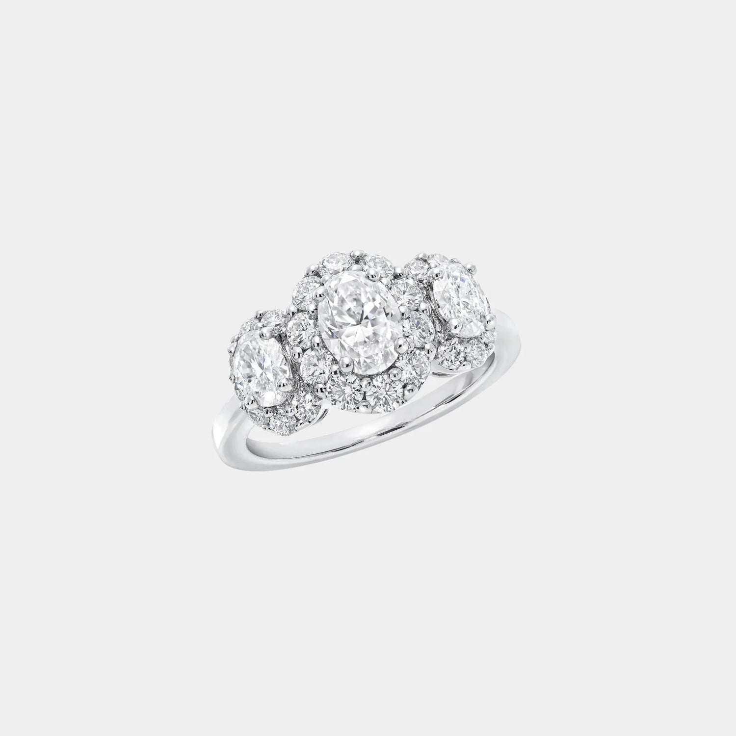 Graff Icon Three Stone Oval Diamond Engagement Ring, White Gold, Front