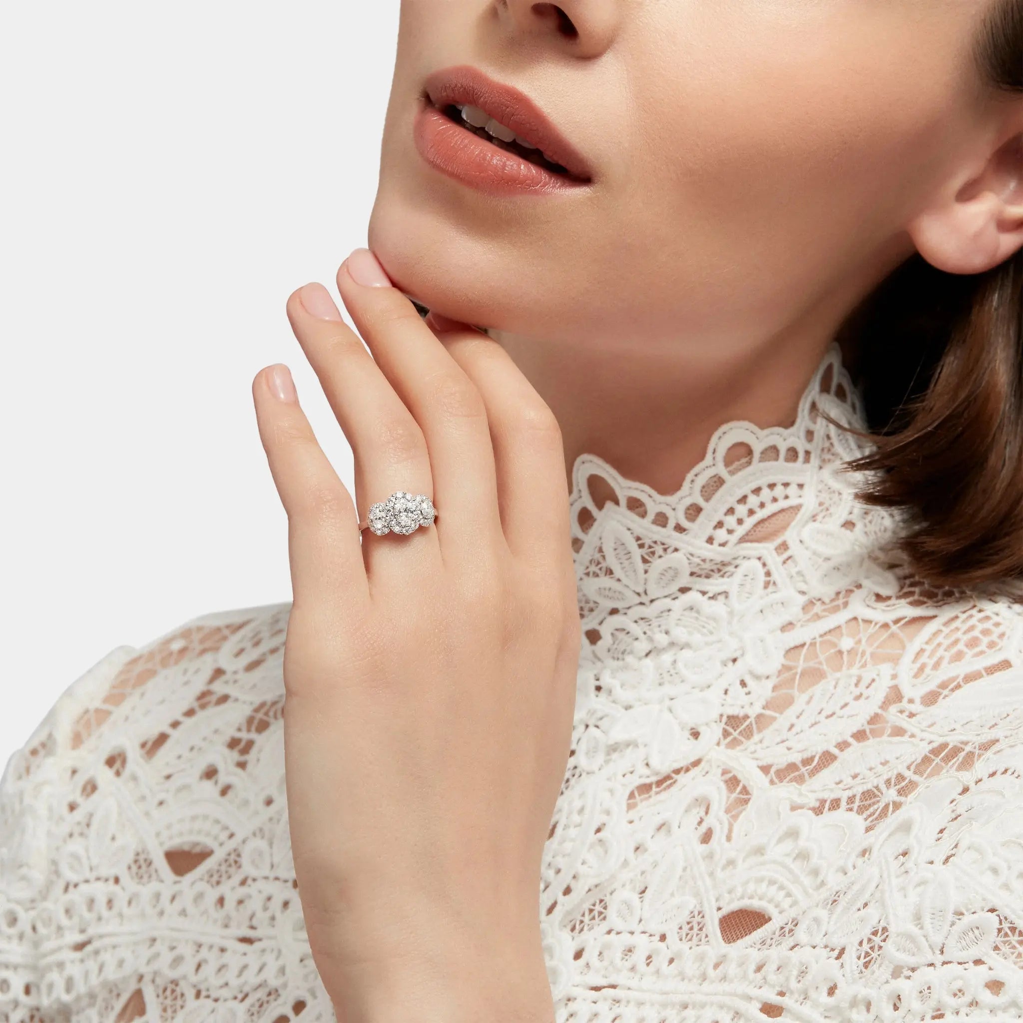 Graff Icon Three Stone Oval Diamond Engagement Ring, White Gold, Model